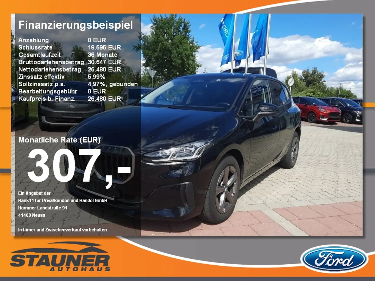 BMW 218 d Active Tourer LED Navi Kamera SHZ DAB Zwart - 1