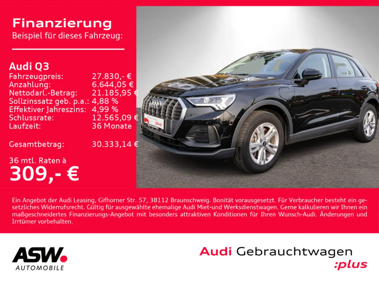 Audi Q3 45TFSI e Stronic NAVI LED GRA SHZ PDC VC Schwarz - 1