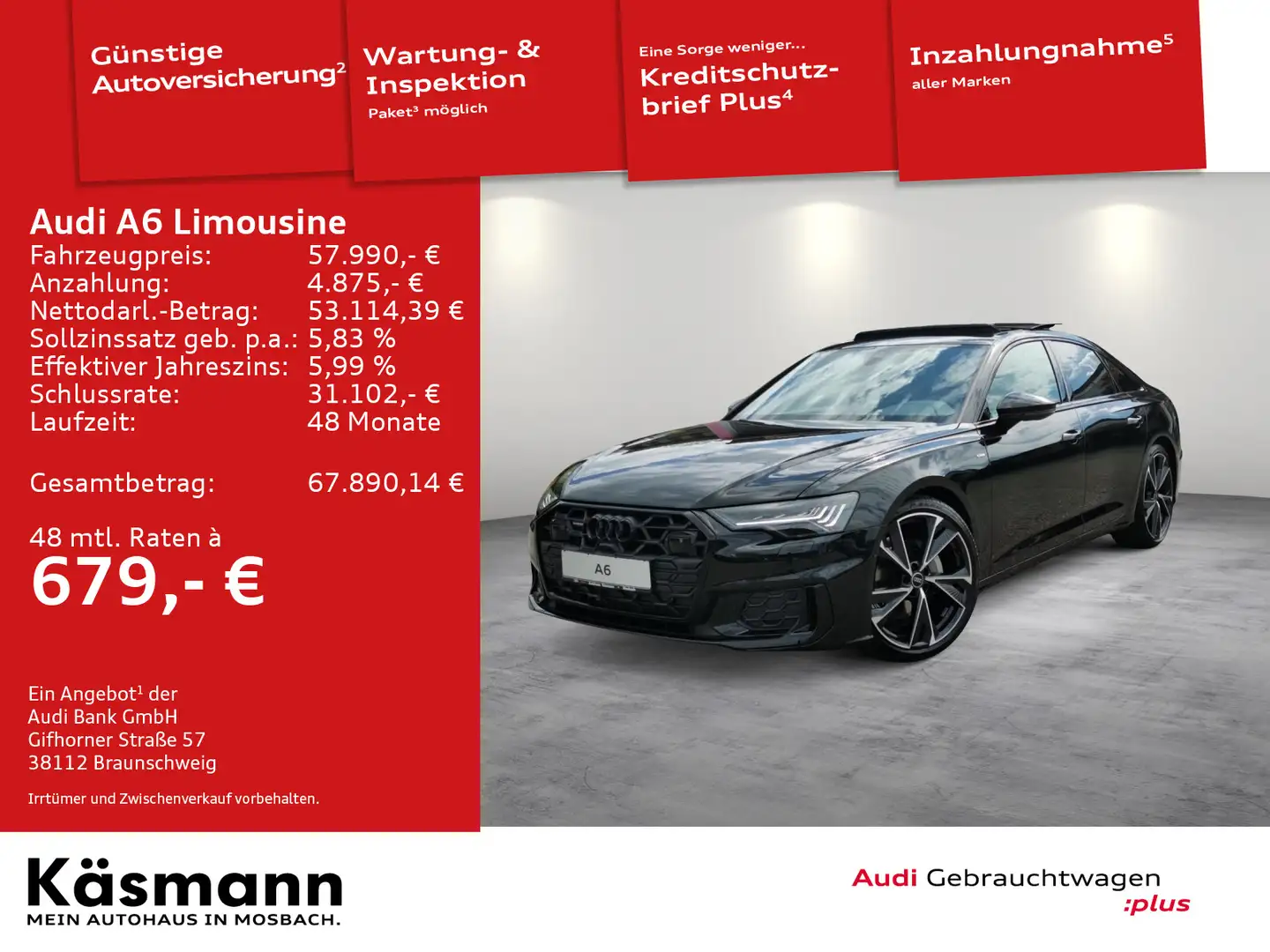 Audi A6 S line 40 TDI quattro S line COMP K Schwarz - 1