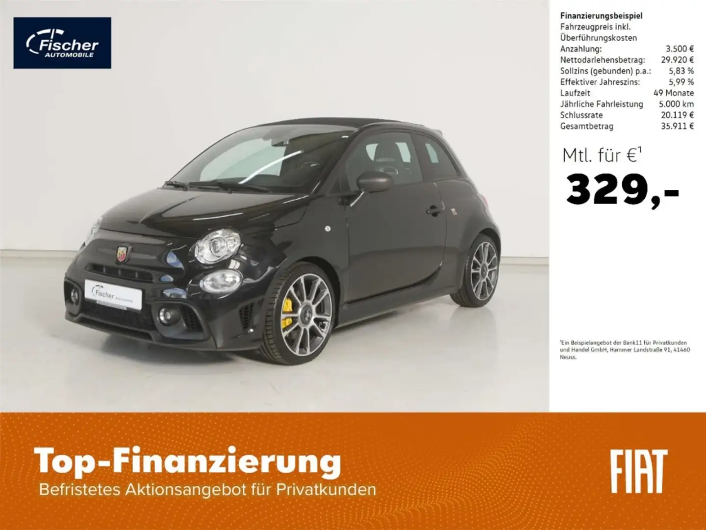 Abarth 695C 1.4 T-Jet 16V Turismo Чорний - 1