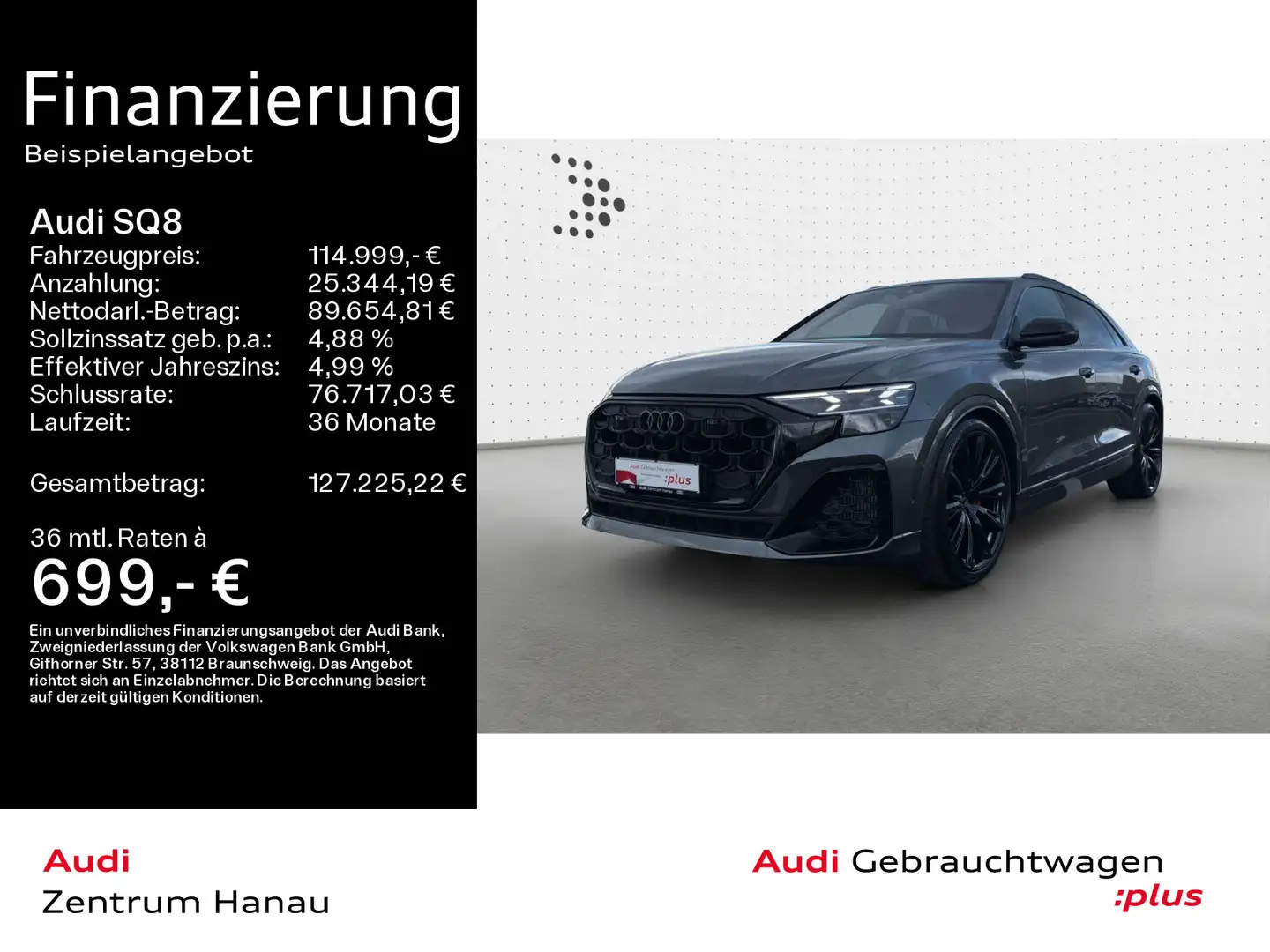 Audi SQ8 TFSI quattro*PANO*23ZOLL*LASER*LUFT*AHK*S-SI Серый - 1