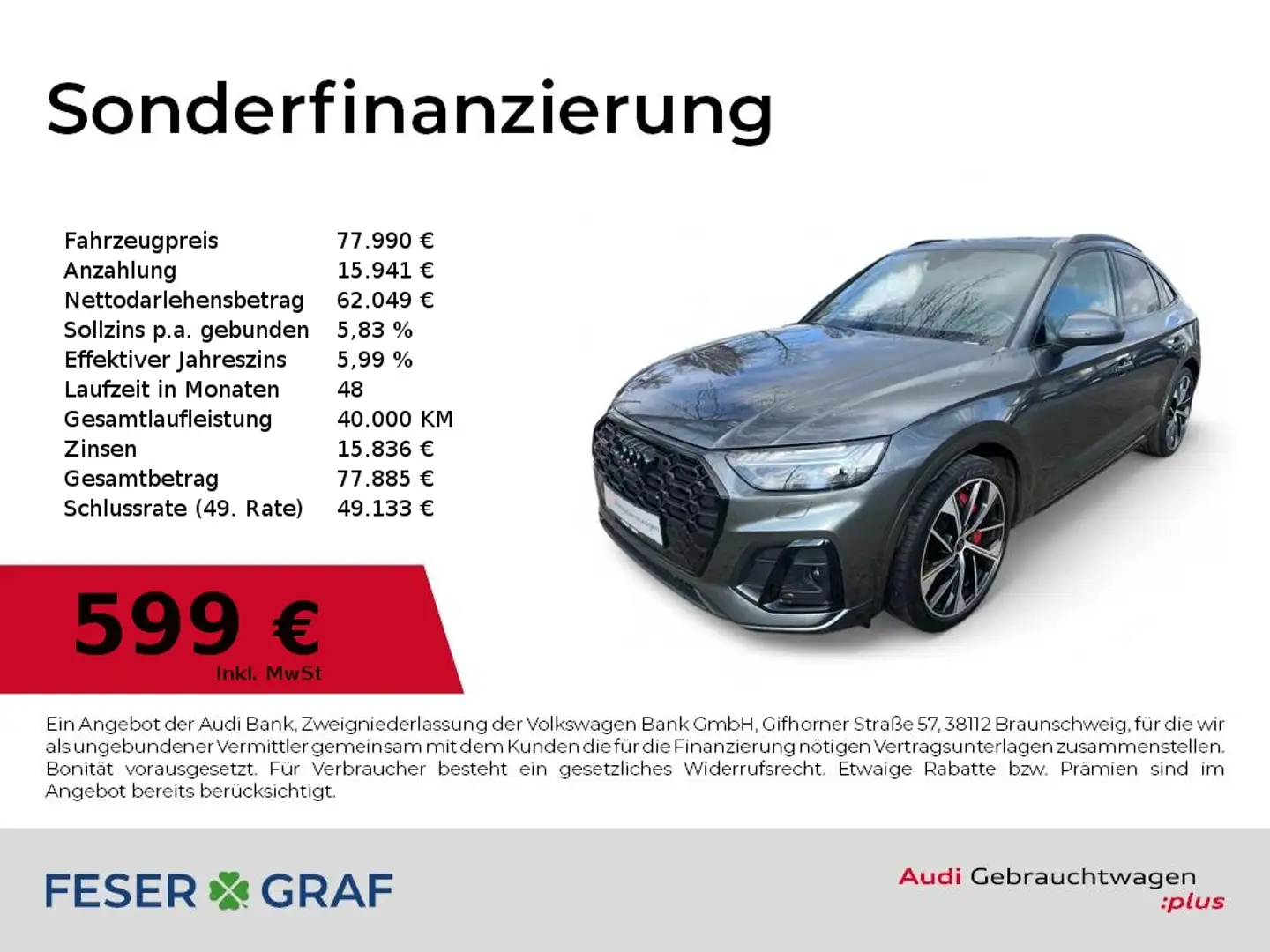 Audi SQ5 Sportback TDI S-tronic MATRIX-LED/B&O/HUD/PANO/AIR Grau - 1