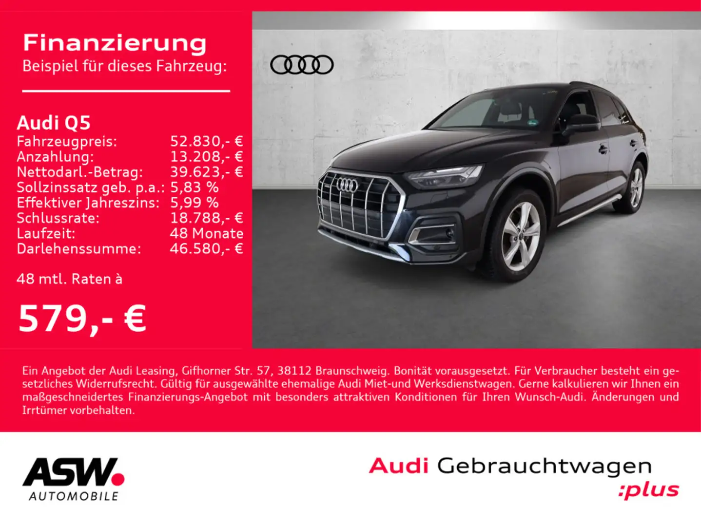 Audi Q5 S line 45TFSI quattr Stron LED 360° LEDER AHK Schwarz - 1