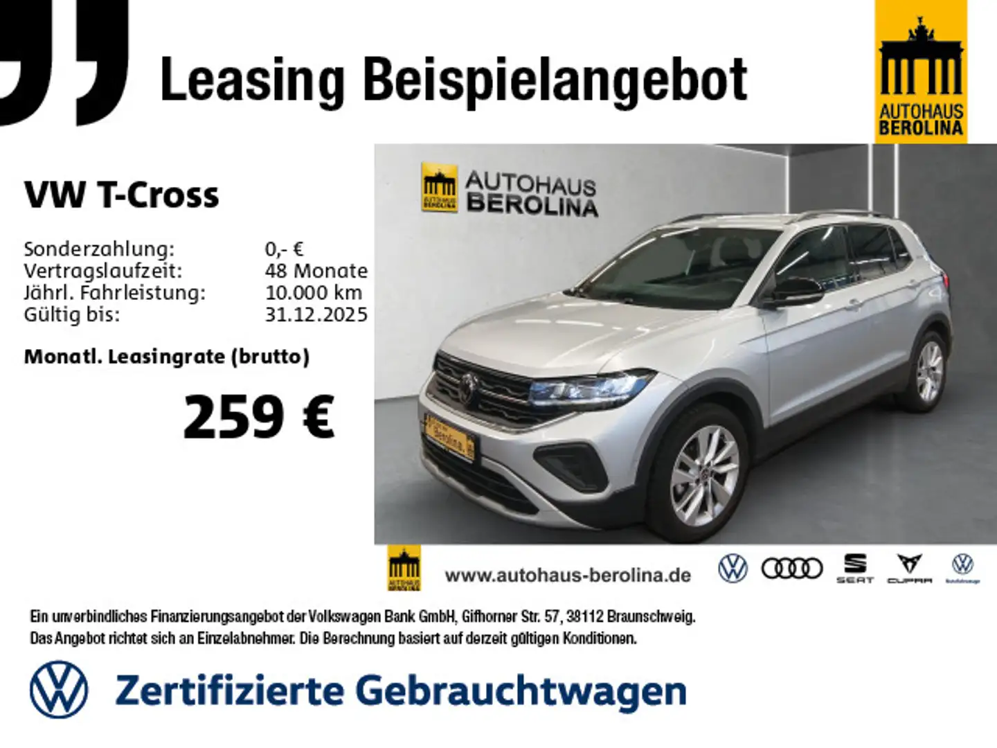 Volkswagen T-Cross 1.0 TSI Goal DSG *AHK*ACC*NAV*LED*SHZ* Argent - 1