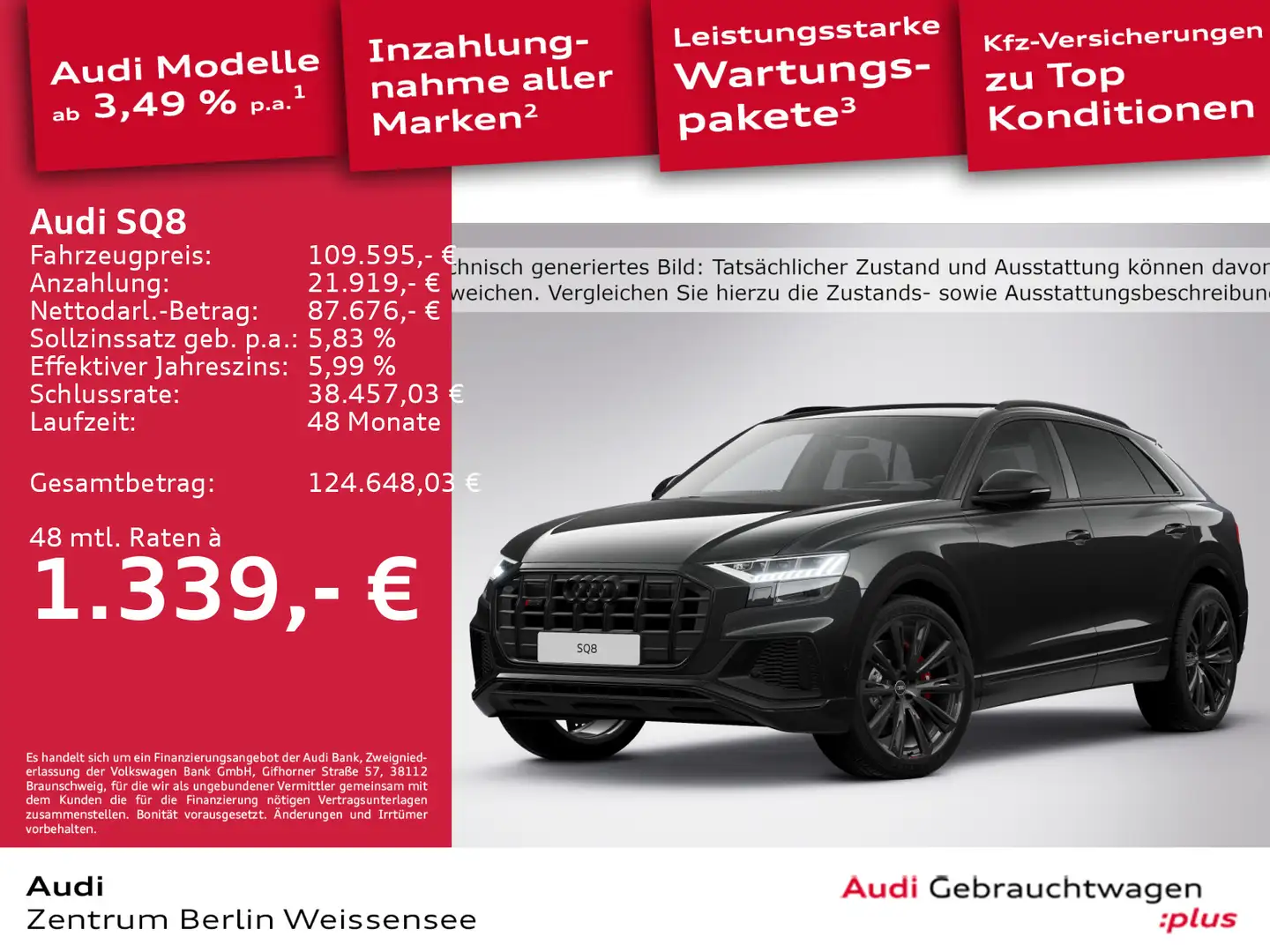 Audi SQ8 4.0 TFSI TIPT*QUA*MATRIX*HUD*AHK*B&O*NAV*ACC Schwarz - 1