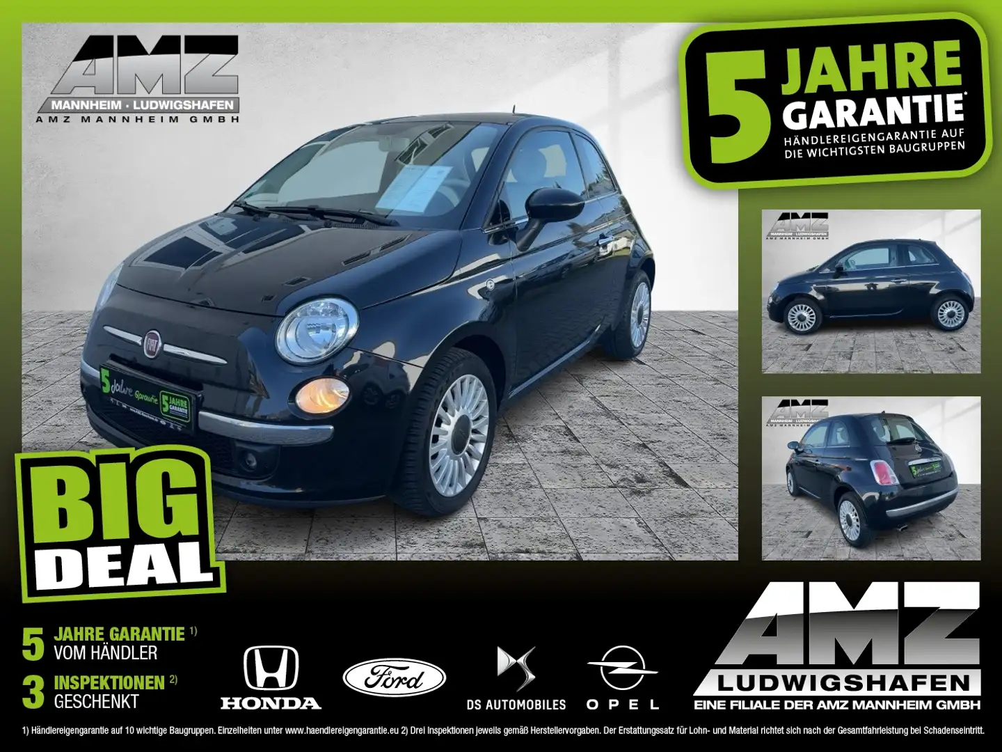 Fiat 500 1.2 8V Lounge Pano Zwart - 1