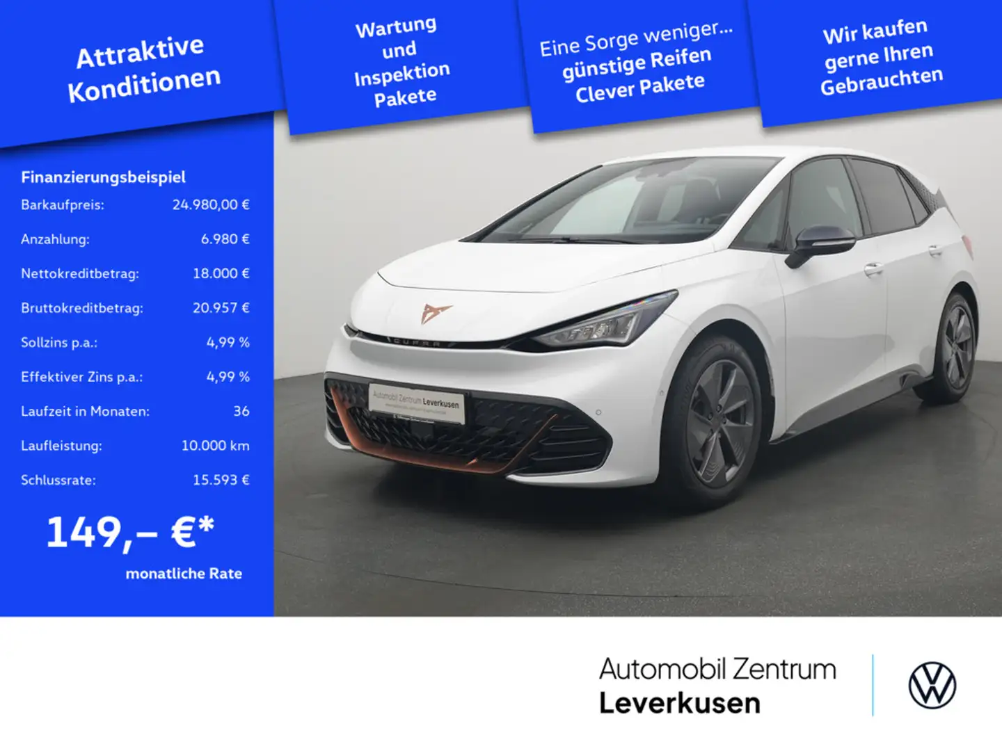CUPRA Born 150kW NAVI VIRT ACC KAM KEYLESS SHZ LED Weiß - 1