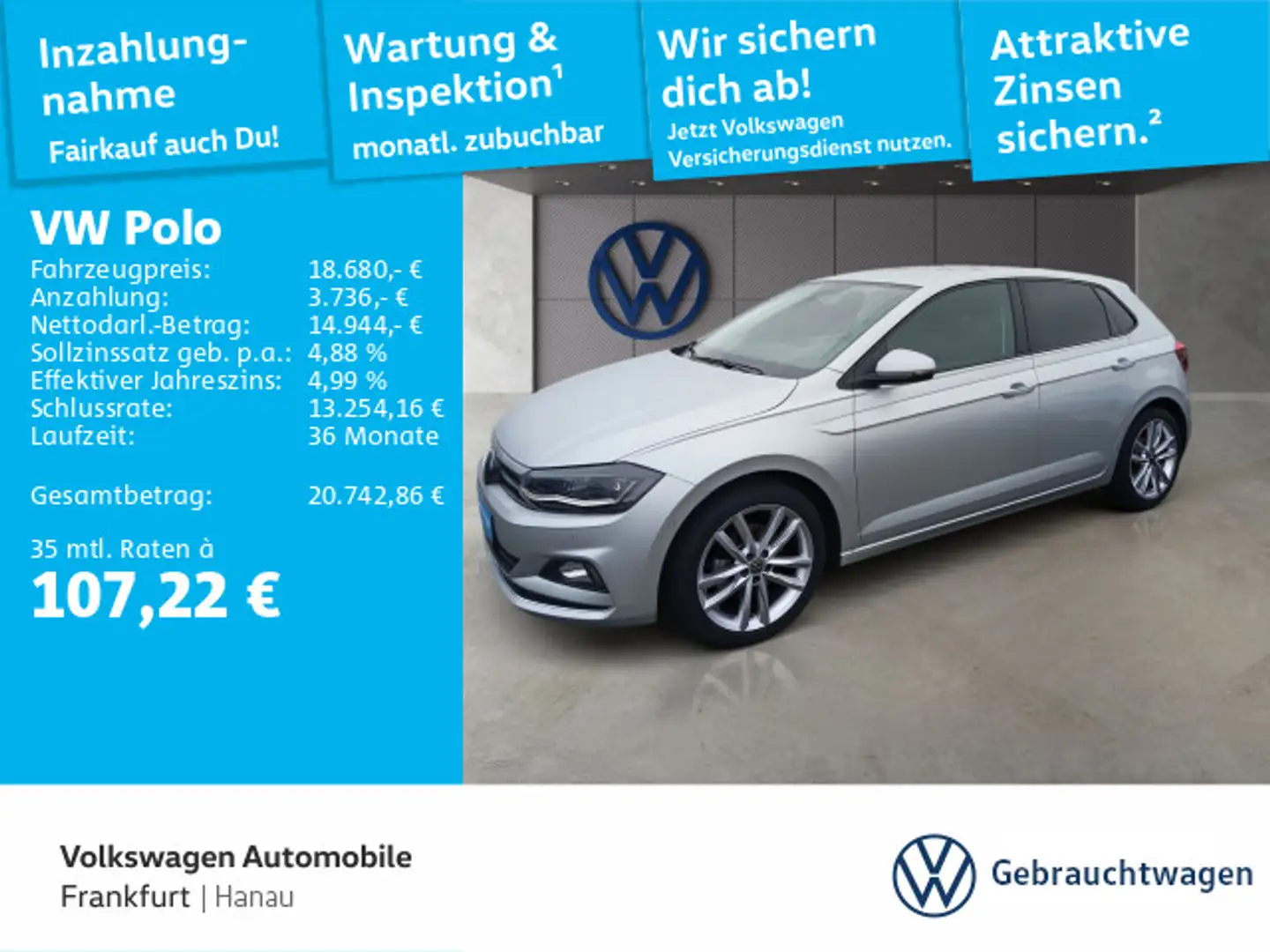 Volkswagen Polo 1.5 TSI DSG Highline LED Heckleuchten Rüc Silber - 1
