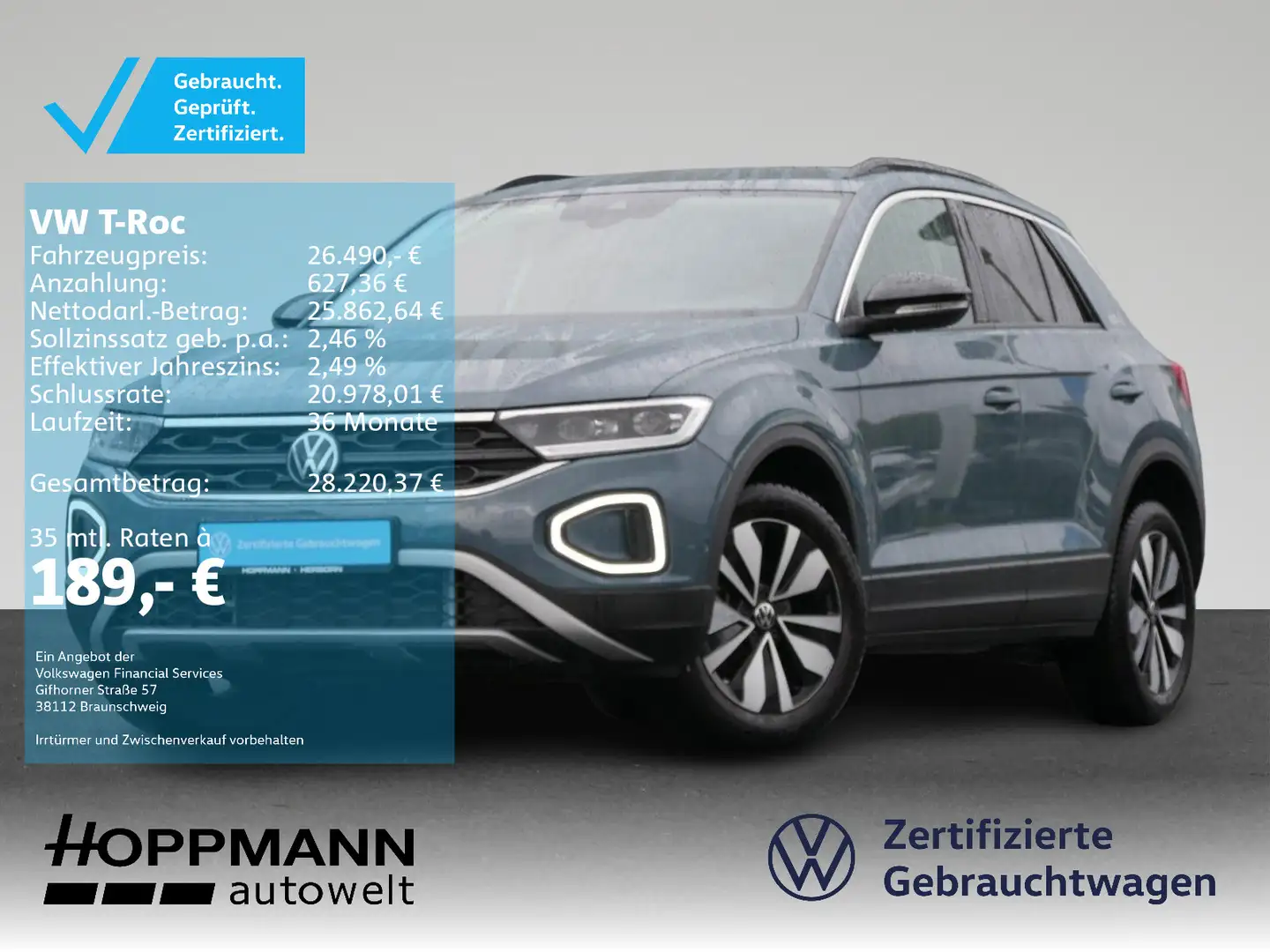 Volkswagen T-Roc 1.0 TSI GOAL AHK NAVI ACC App-Connect Blau - 1