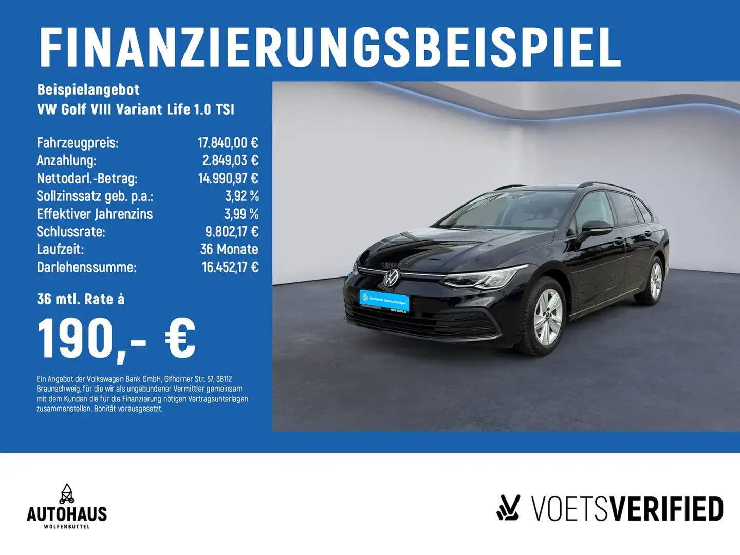 Volkswagen Golf VIII Variant Life 1.0 TSI APP DAB LED PDC Noir - 2