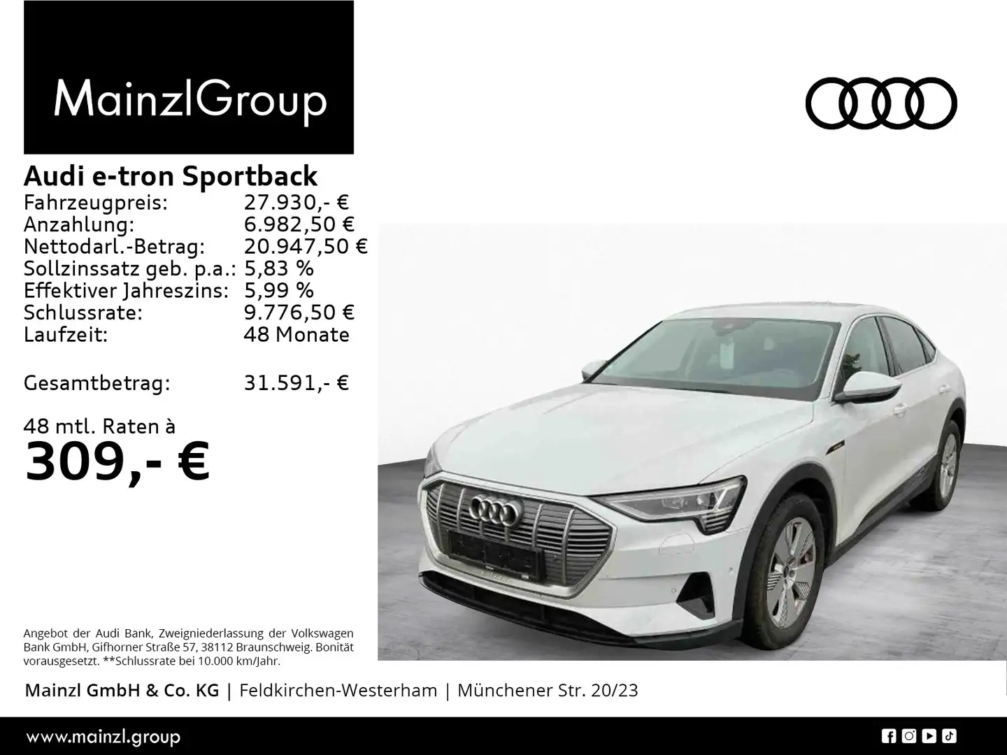 Audi e-tron 50 quattro LED Kamera SHZ Navi Weiß - 1