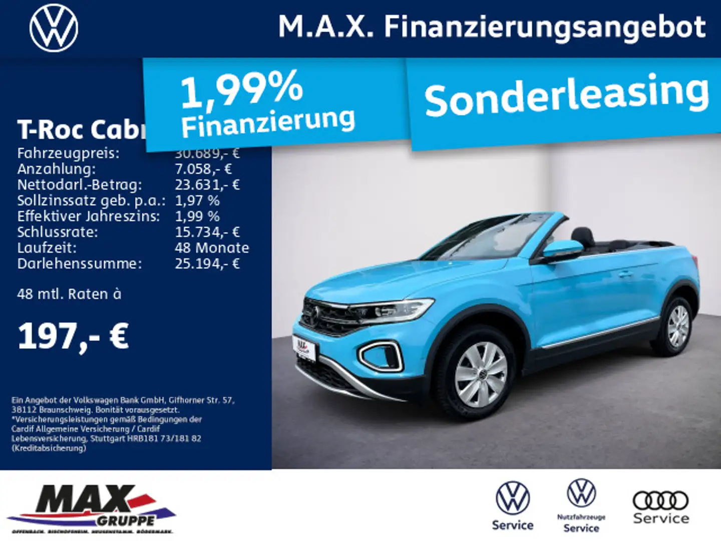 Volkswagen T-Roc 1.5 TSI DSG STYLE LED+NAVI+PDC+S Blau - 1