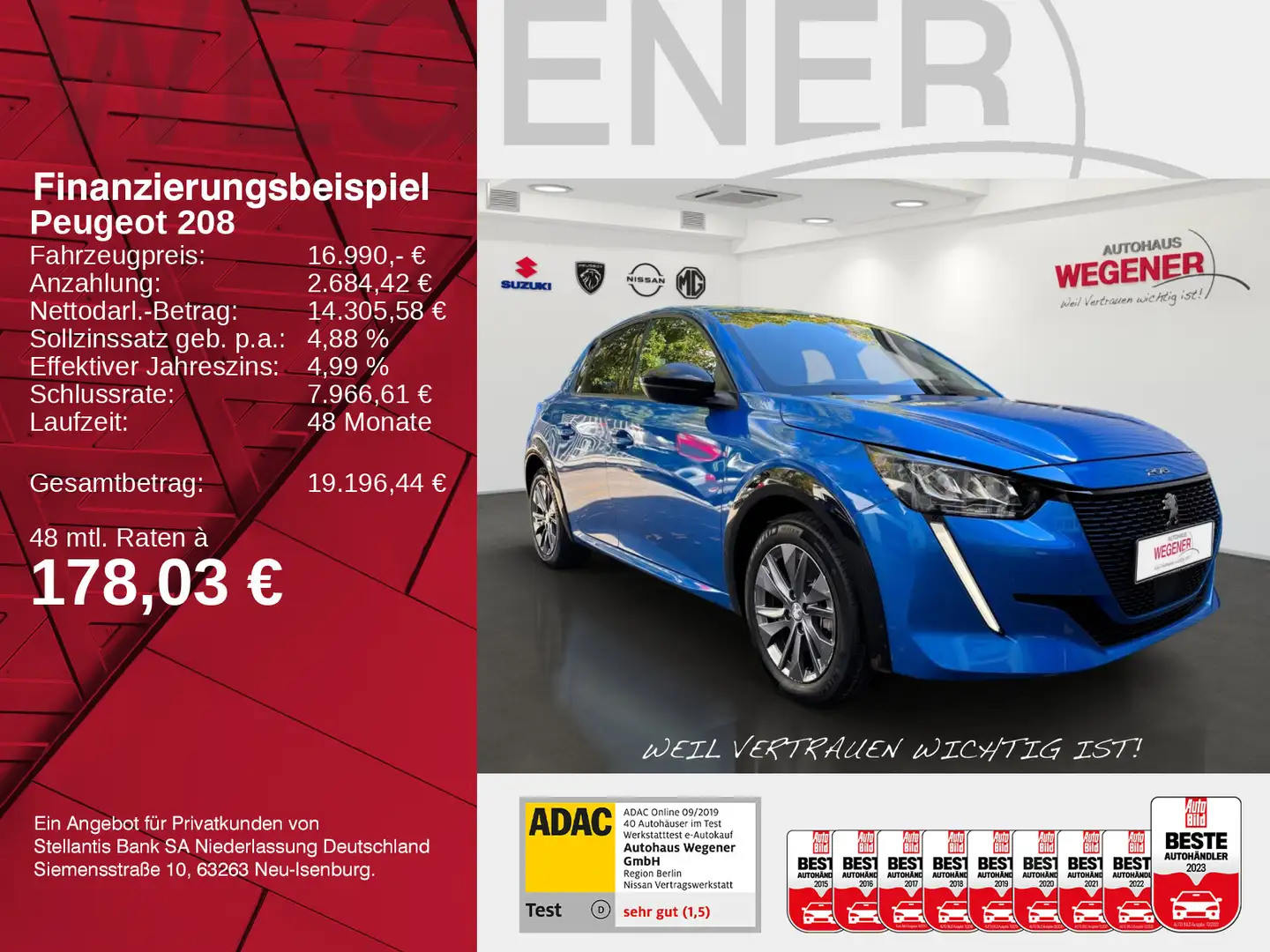 Peugeot 208 E Allure Pack 136 50kw/H *ACC*Kamera* Blau - 2