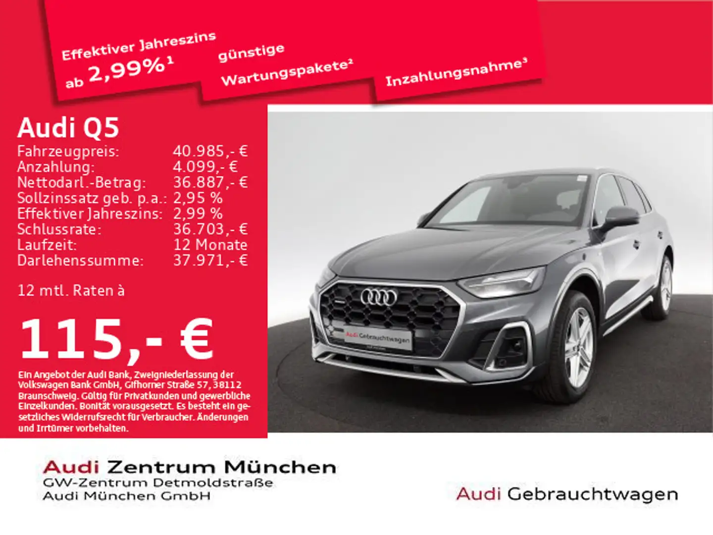Audi Q5 40 TDI qu. S tronic S line AHK/Virtual+/Kamer Grau - 1