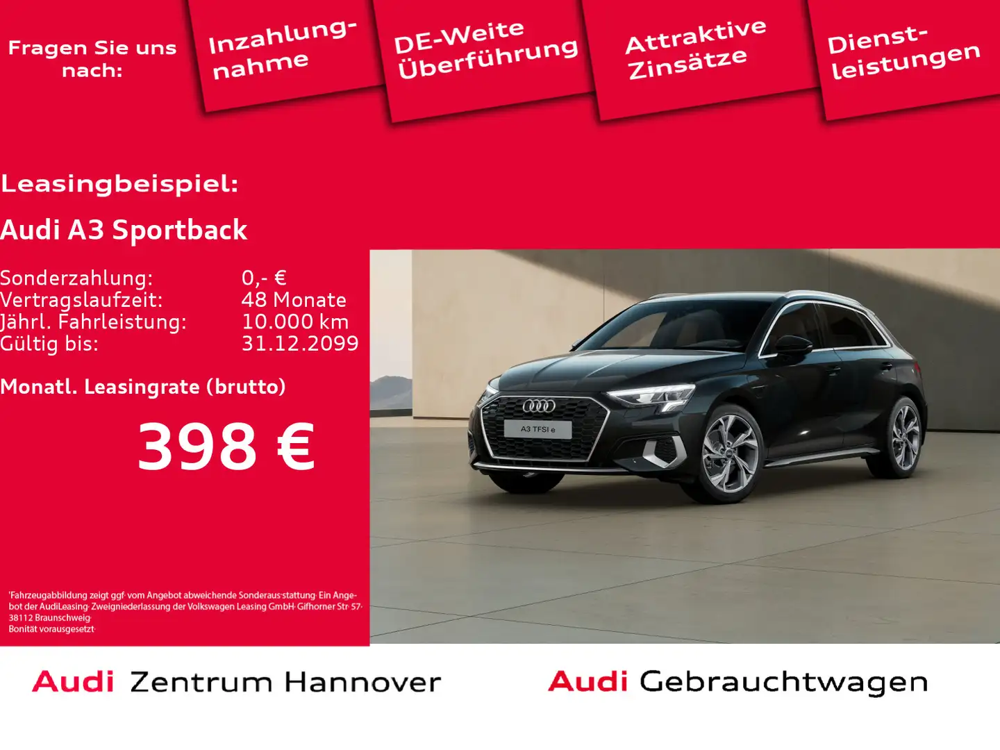 Audi A3 advanced 40 TFSIe LED Teilleder DAB Noir - 1
