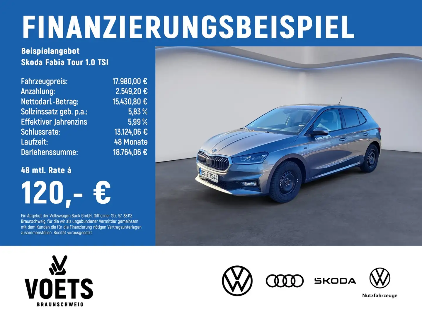 Skoda Fabia Tour 1.0 TSI LaneAssist+FrontAssist+LED Grau - 2