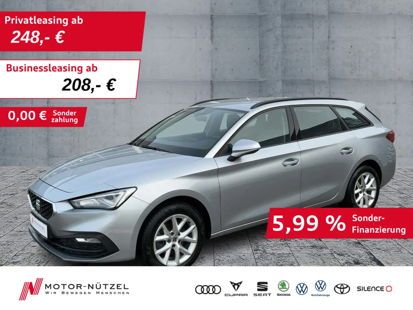 SEAT Leon ST 1.0 eTSI DSG STYLE LED+NAVI+APP+SHZ+PDC Silber - 1