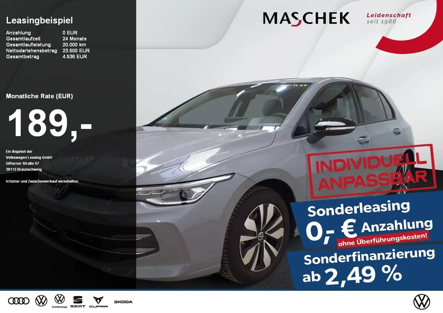 Volkswagen Golf Goal 1.5 TSI Sonderleasing! Navi AHK Sitzh. PDC GR Grau - 1