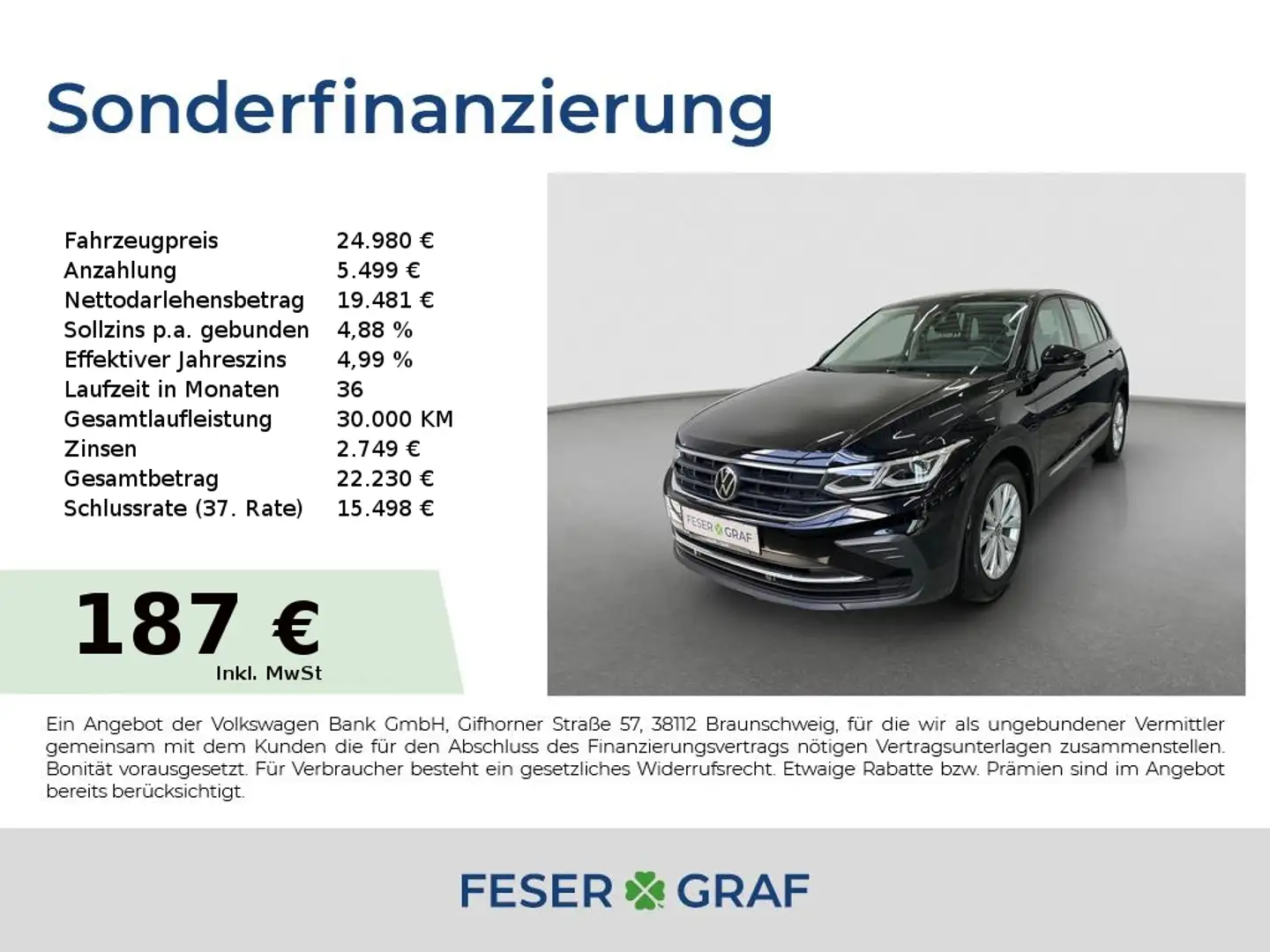 Volkswagen Tiguan 1.5 TSI 110 kW 6-Gang ACC Matrix Navi Zwart - 1