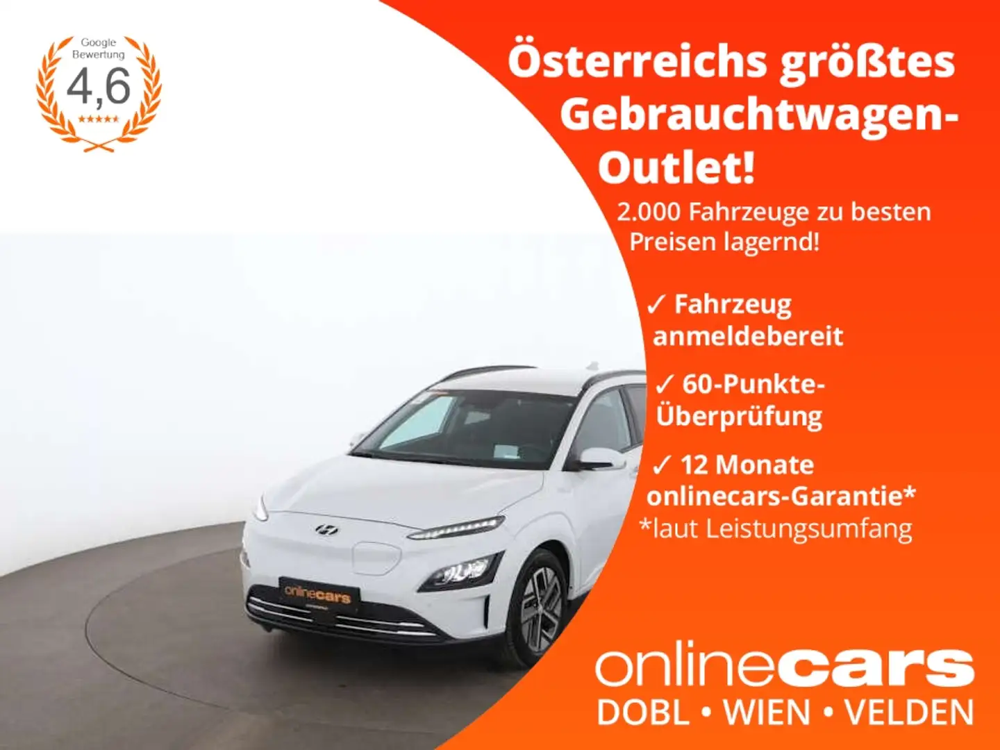 Hyundai KONA Prime Elektro 64kWh Aut LED HEAD-UP RADAR Weiß - 1