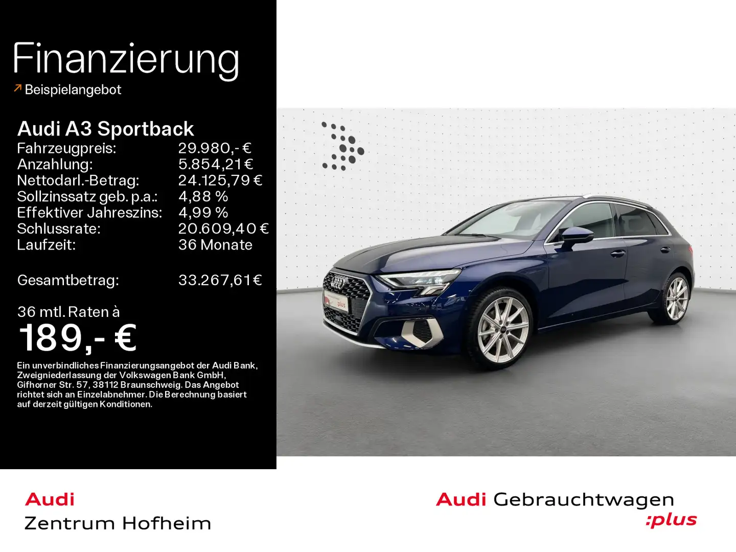 Audi A3 35 TFSI Advanced S tro*LED*Virtual* Blau - 1