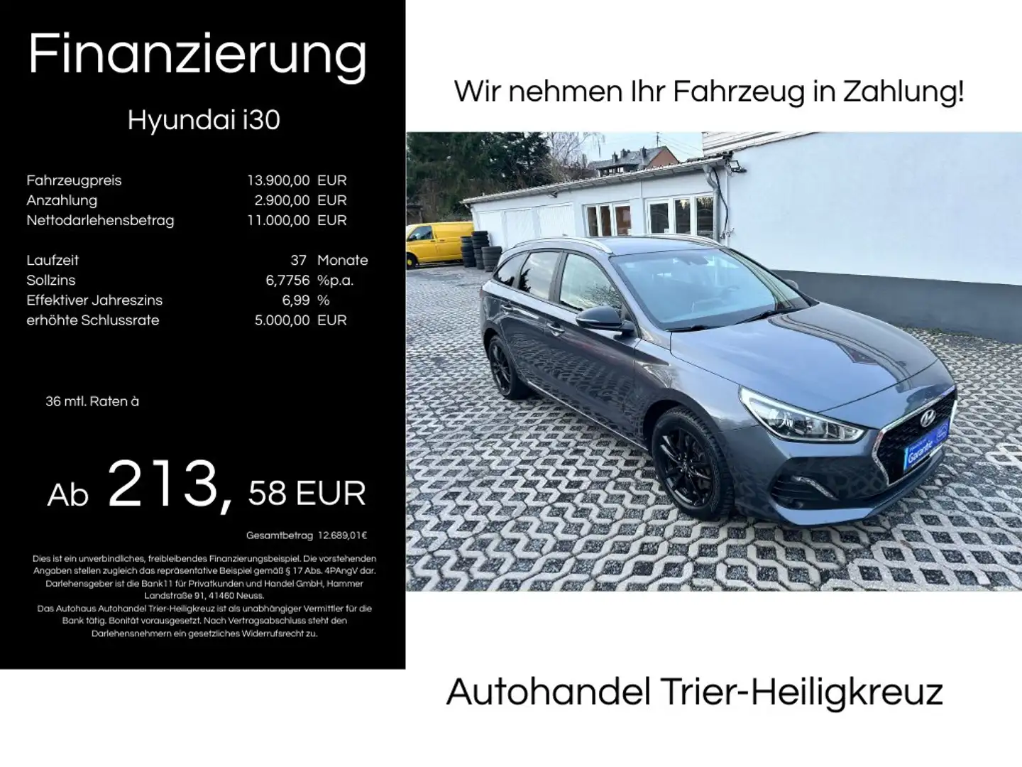 Hyundai i30 YES!- Benzin, Garantie, SitzH, LenkrH, Kamera, 8Fb Grau - 1