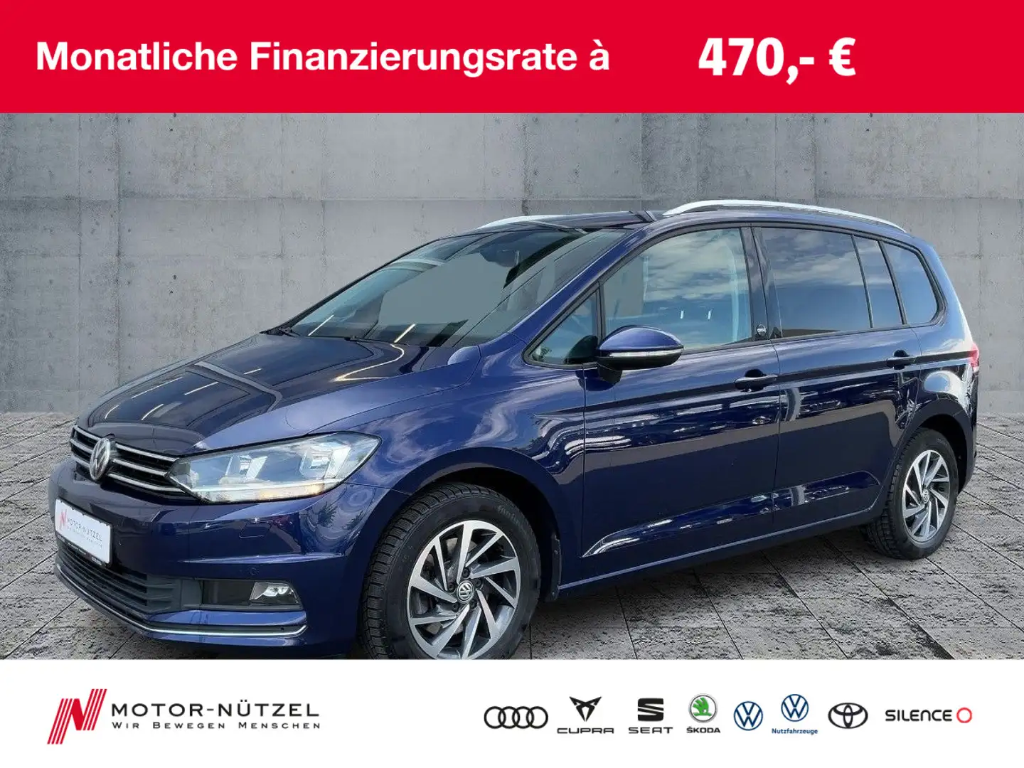 Volkswagen Touran 1.4 TSI SOUND NAVI+ACC+RFK+APP+7-SITZER Modrá - 1