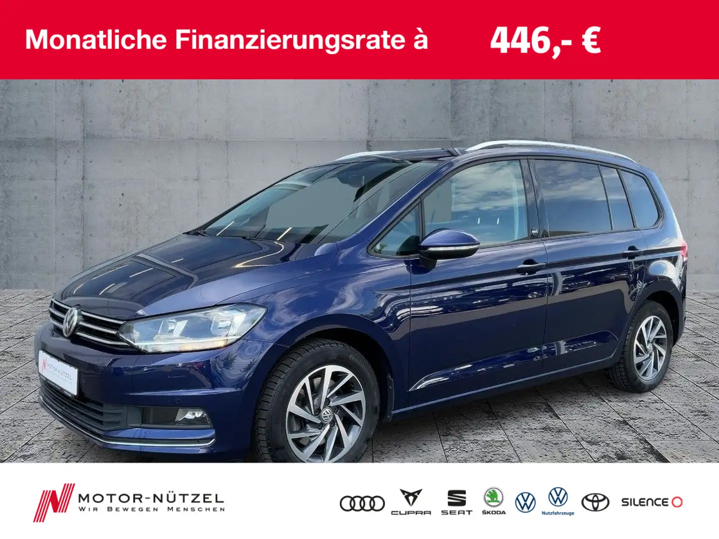 Volkswagen Touran 1.4 TSI SOUND NAVI+ACC+RFK+APP+7-SITZER Blau - 1