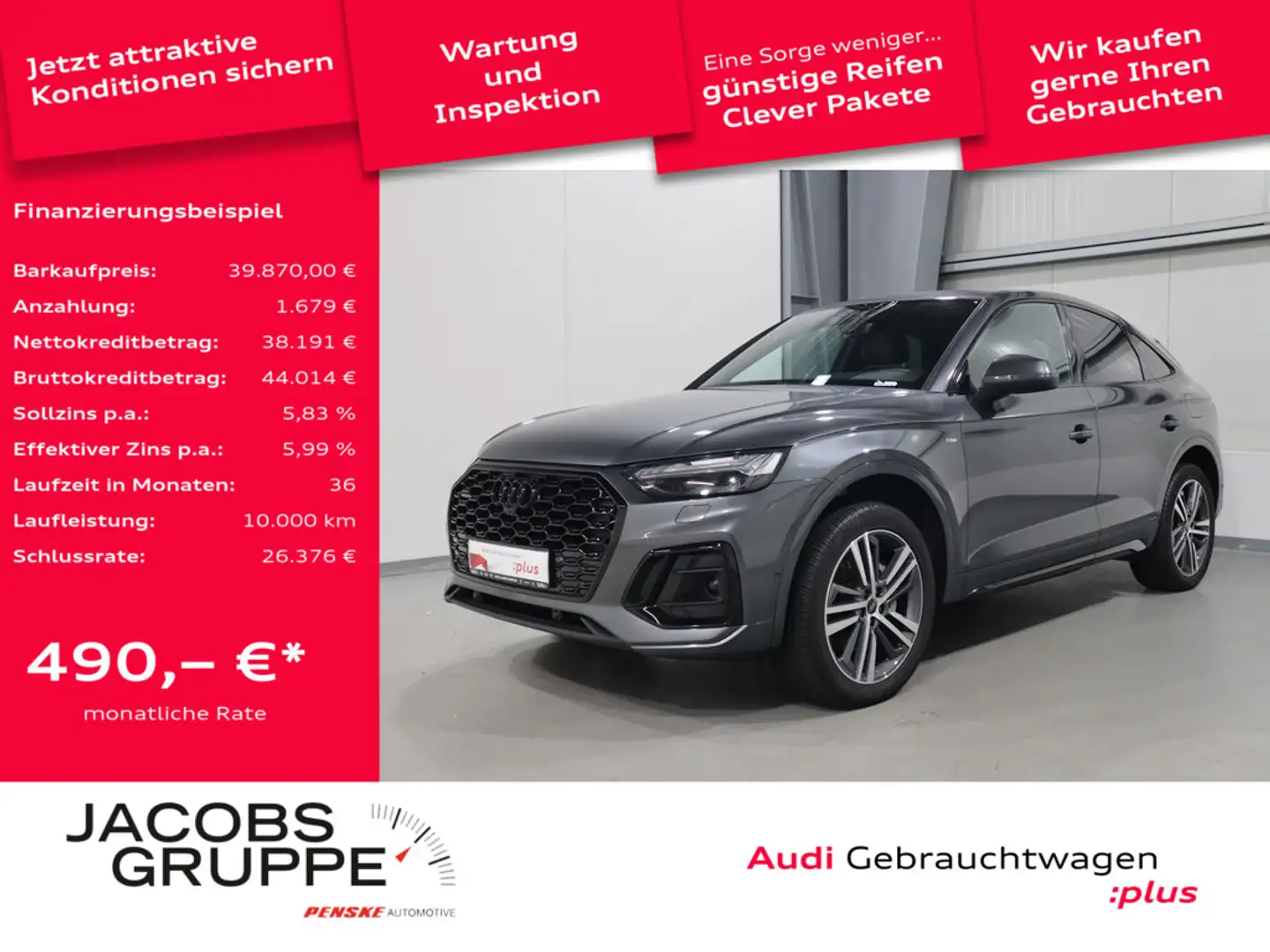 Audi Q5 Sportback 50 TFSI e quattro S line B&O*AreaView*ACC * Gris - 1