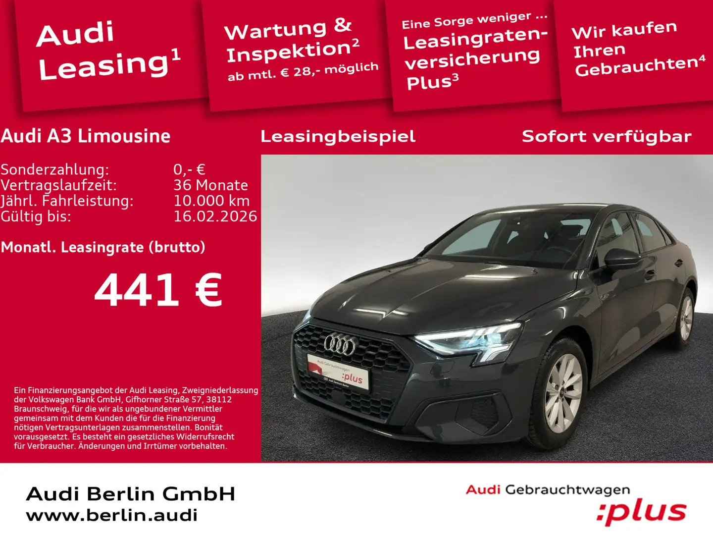 Audi A3 30 TDI 6-G. LED NAVI VIRTUAL Grau - 1