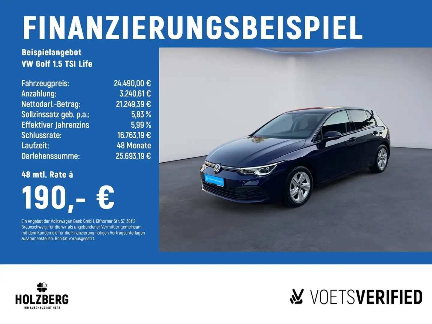 Volkswagen Golf 1.5 TSI Life H&K+STHZ+AHK Blau - 2