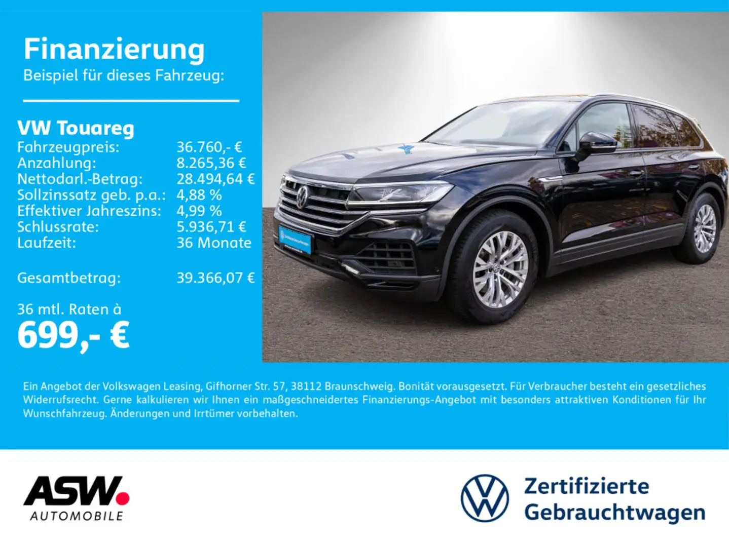 Volkswagen Touareg 3.0TDI 4M Tiptron LED Navi RFK LEDER AHK Noir - 1
