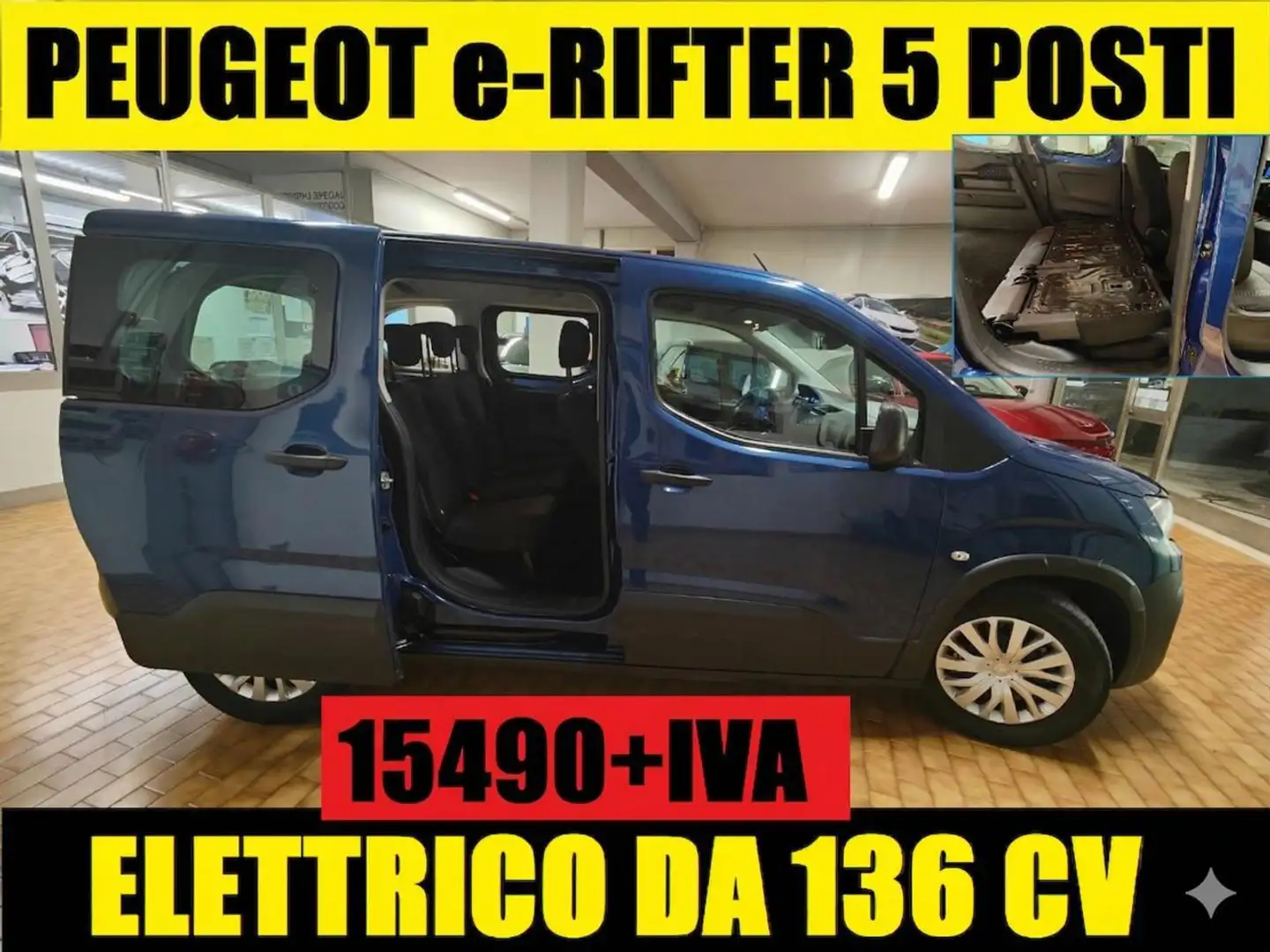 Peugeot e-Rifter 5 POSTI ELETTRICO A PIANALE UNICO Blau - 2