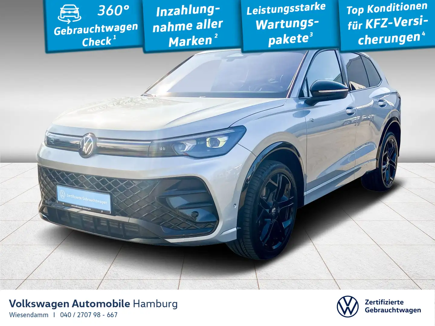 Volkswagen Tiguan R-Line 2.0 TDI DSG 4M AHK/PANO/KAMERA Silber - 1