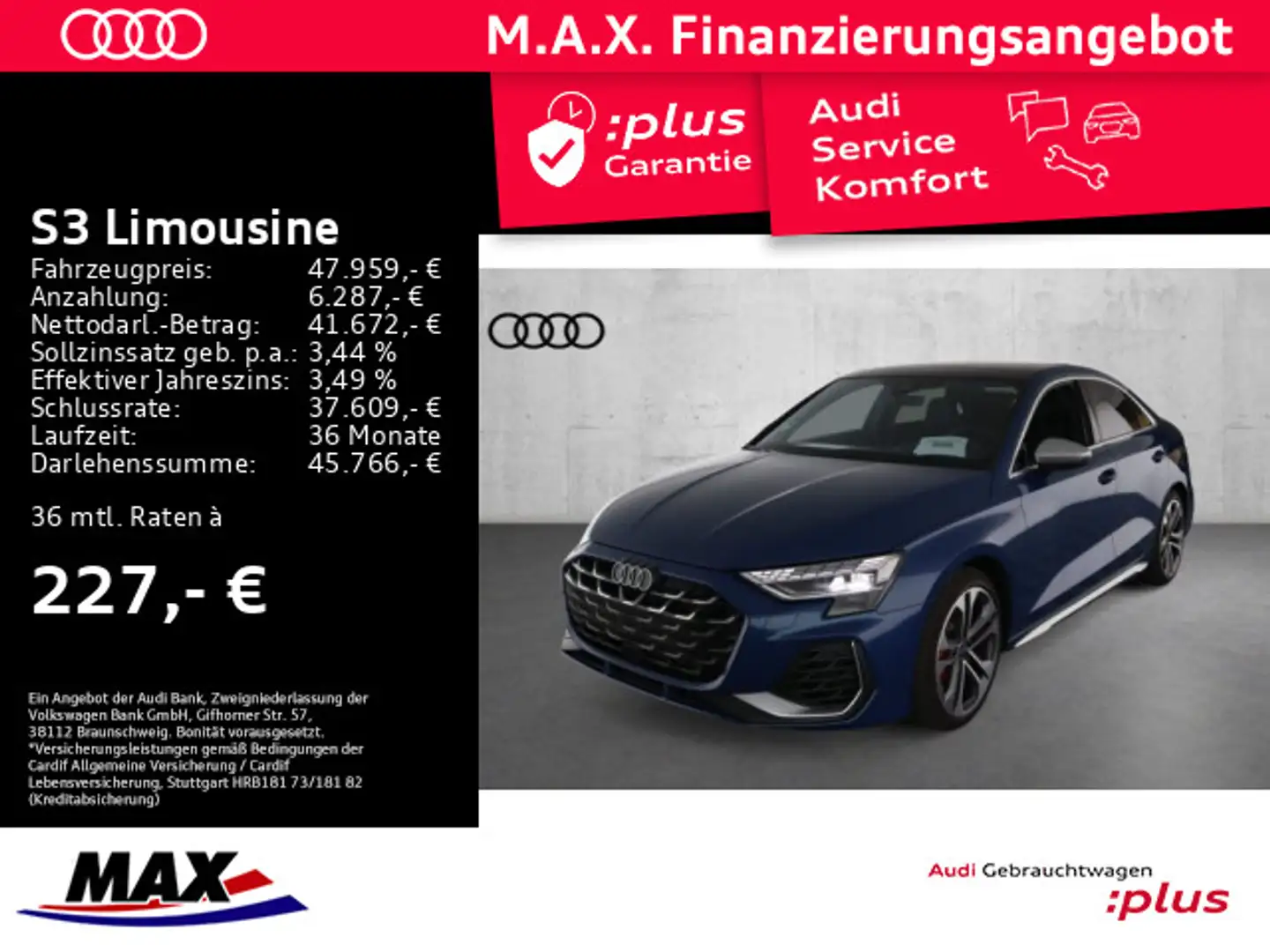 Audi S3 TFSI QUATT AKRA+MATRIX-LED+KAM+PAN+ Blau - 1