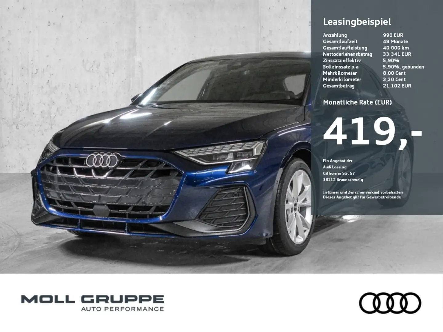 Audi A3 Sportback S line 35 TDI 110(150)  S tronic Bleu - 1