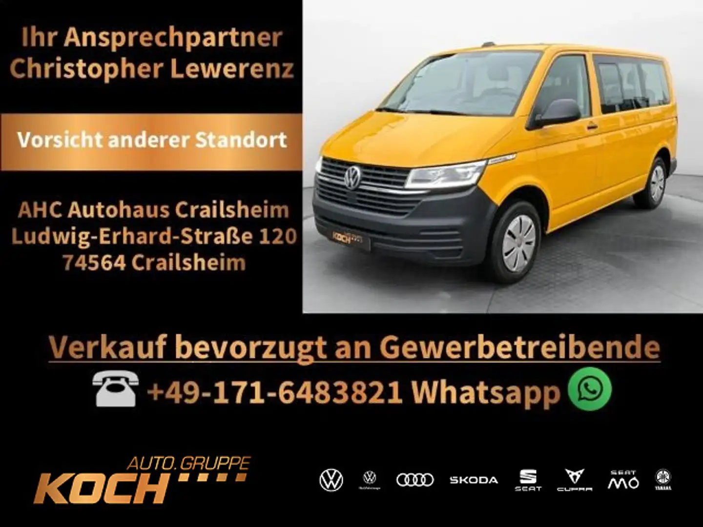 Volkswagen T6.1 Caravelle 2.0 TDI LED AHK Klimaaut. Jaune - 1