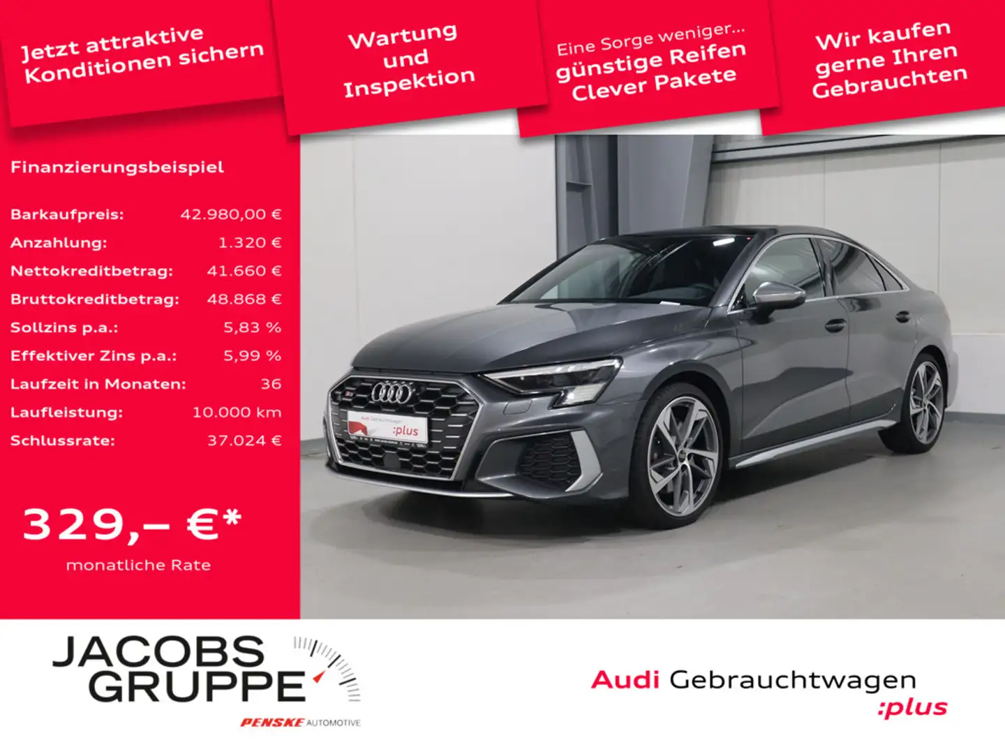 Audi S3 Limo 2.0 TFSI quattro B&O*Pano*Matrix * Grau - 1