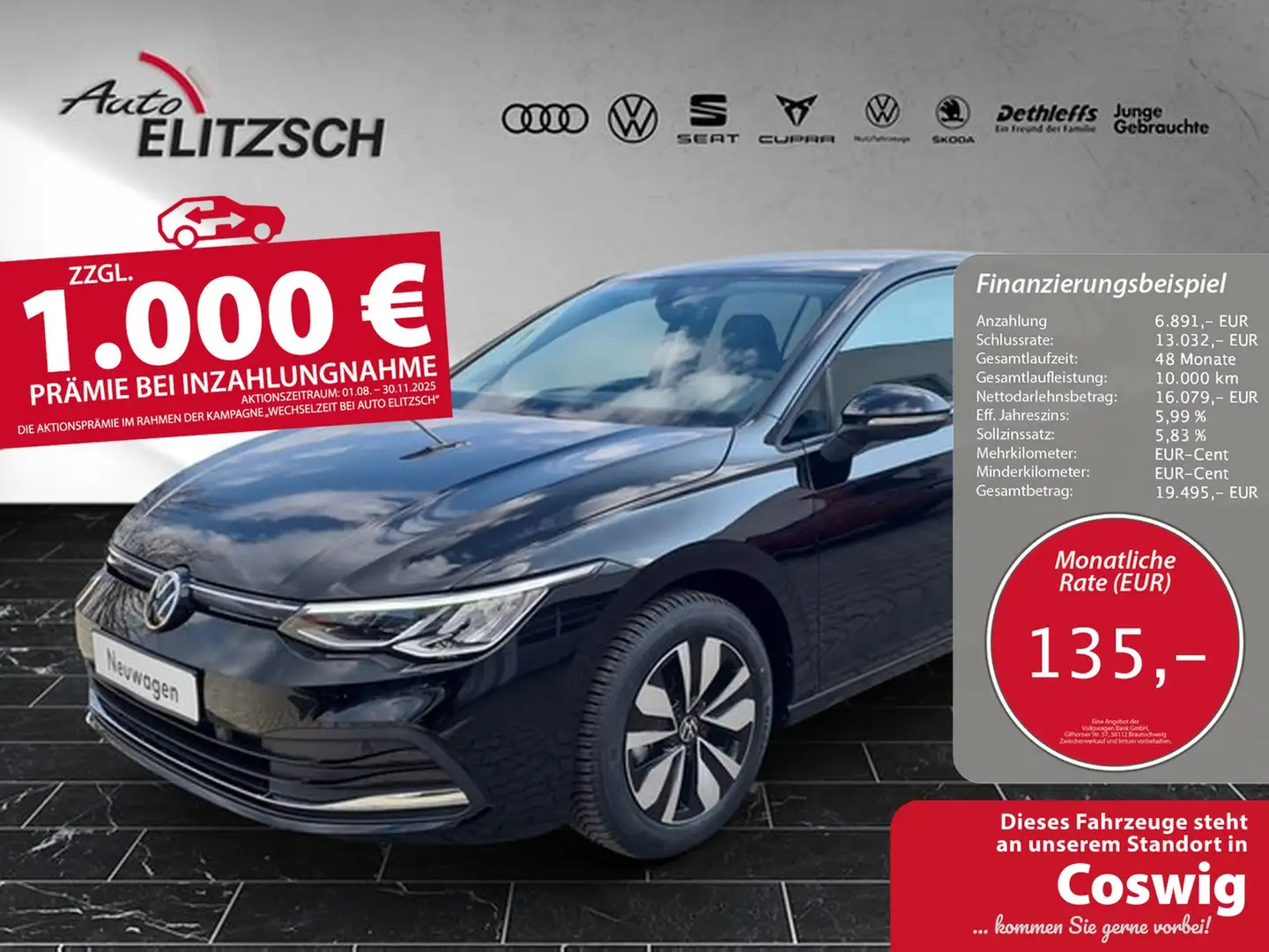 Volkswagen Golf VIII TSI Move Climatronic AID PDC SH LM Schwarz - 1