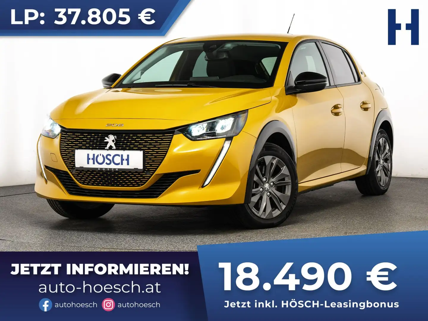 Peugeot e-208 Allure 50kWh 3-PHASEN NAV SITZHZG WENIG KM Jaune - 1