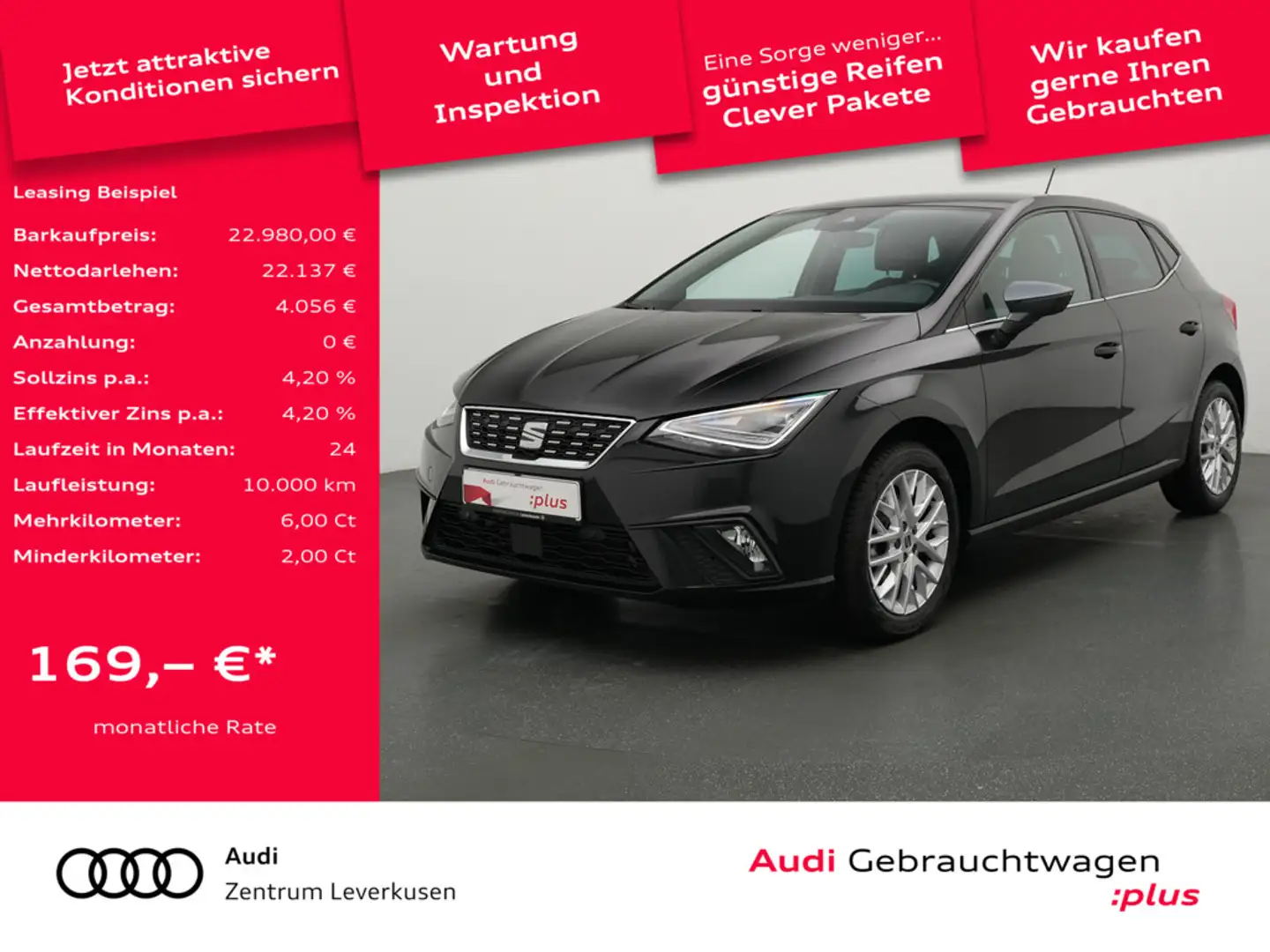 SEAT Ibiza Xcellence NAVI VIRT ACC CARPLAY LEDER Schwarz - 1