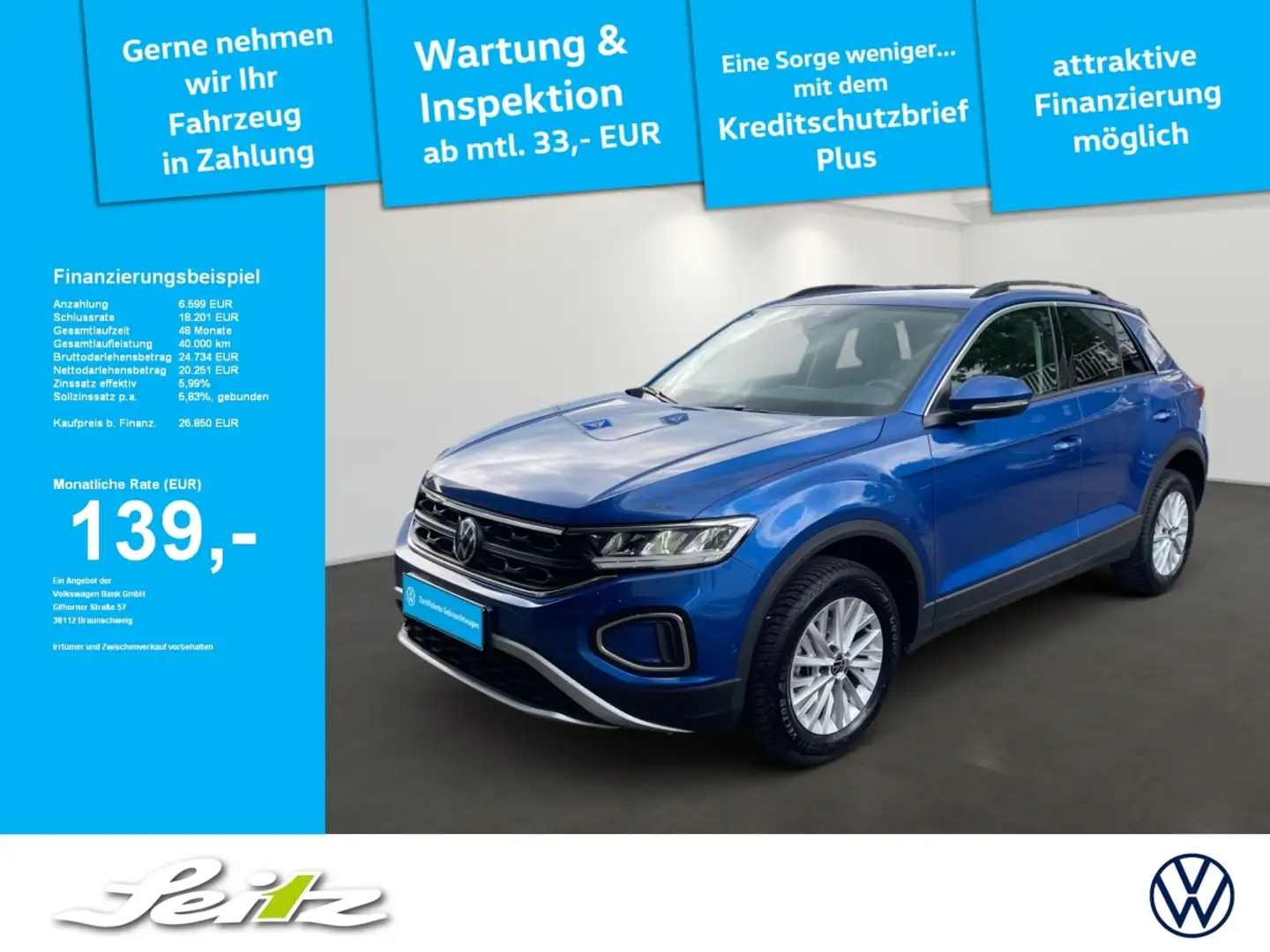 Volkswagen T-Roc 1.5 TSI Life *LED*NAVI*PARKSENSOR* Azul - 1