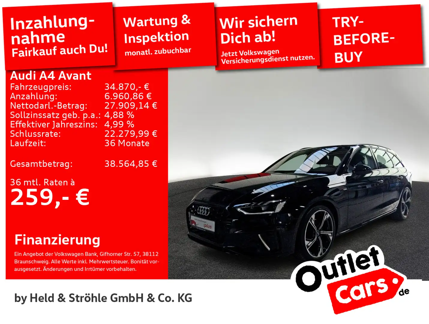 Audi A4 S-Line 35 TDI S tronic PANO LED KAM NAV Noir - 1