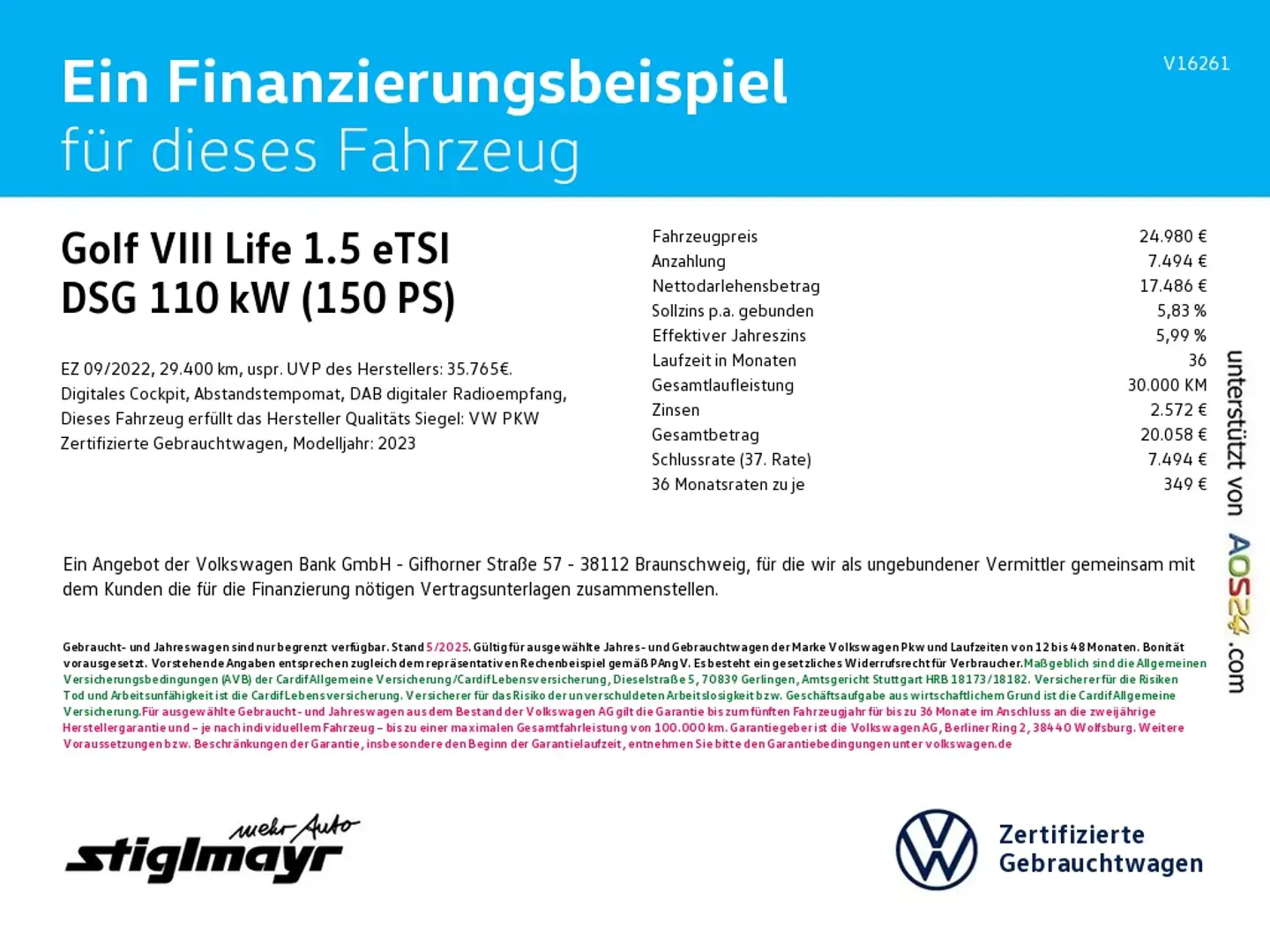 Volkswagen Golf VIII Life 1.5 eTSI DSG ACC+AHK+LED+NAVI Gris - 2