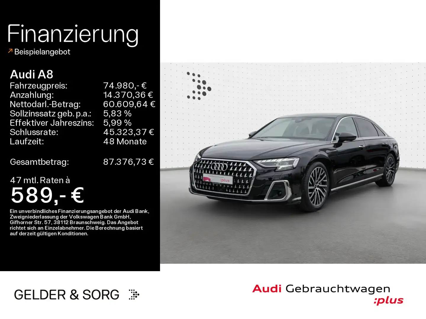 Audi A8 Lang 60 TFSIe quattro Massage*360°*Air*Pano Noir - 1