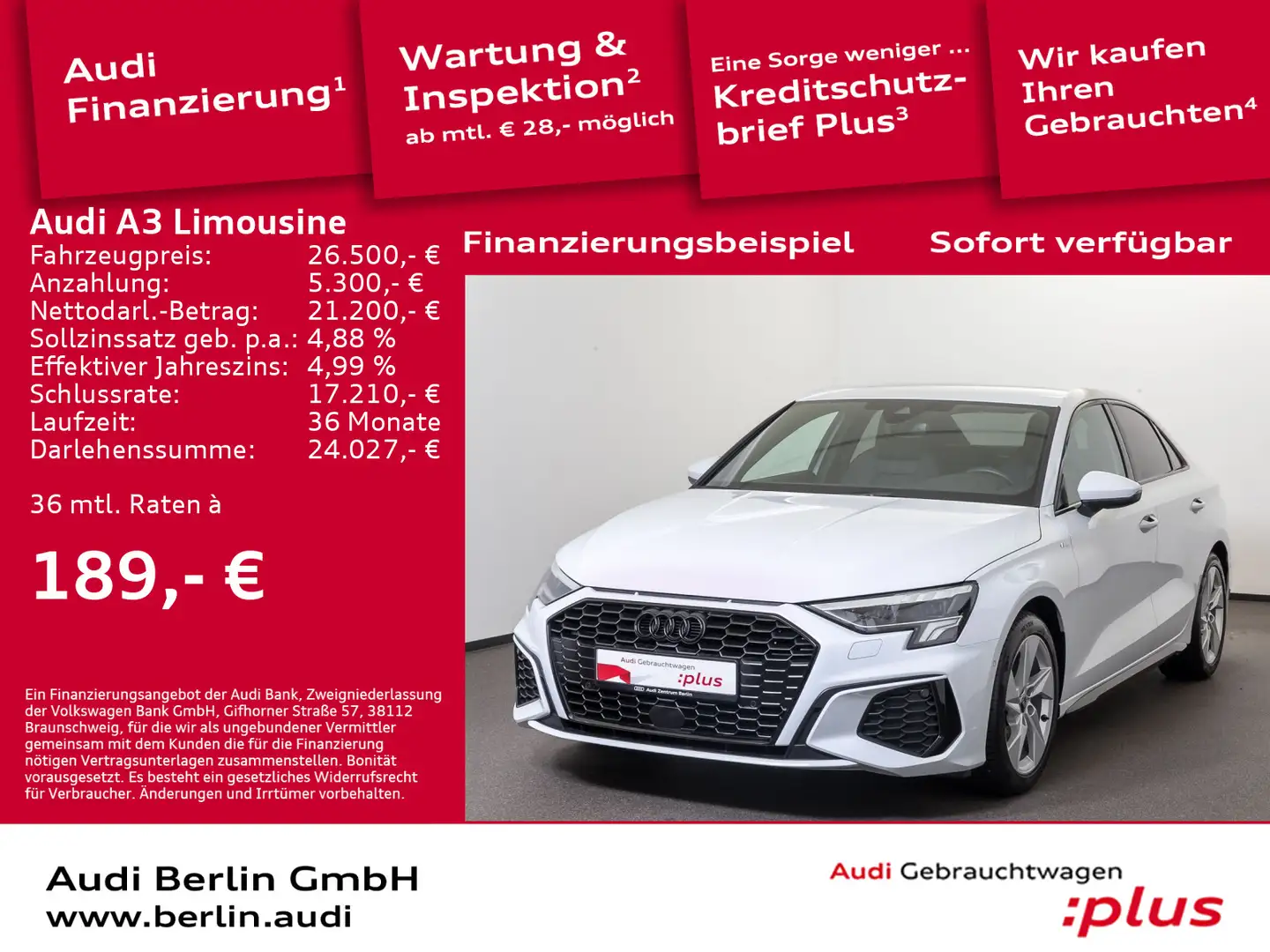 Audi A3 S line 35 TFSI 6-G. PDC B&O LED Blanc - 1