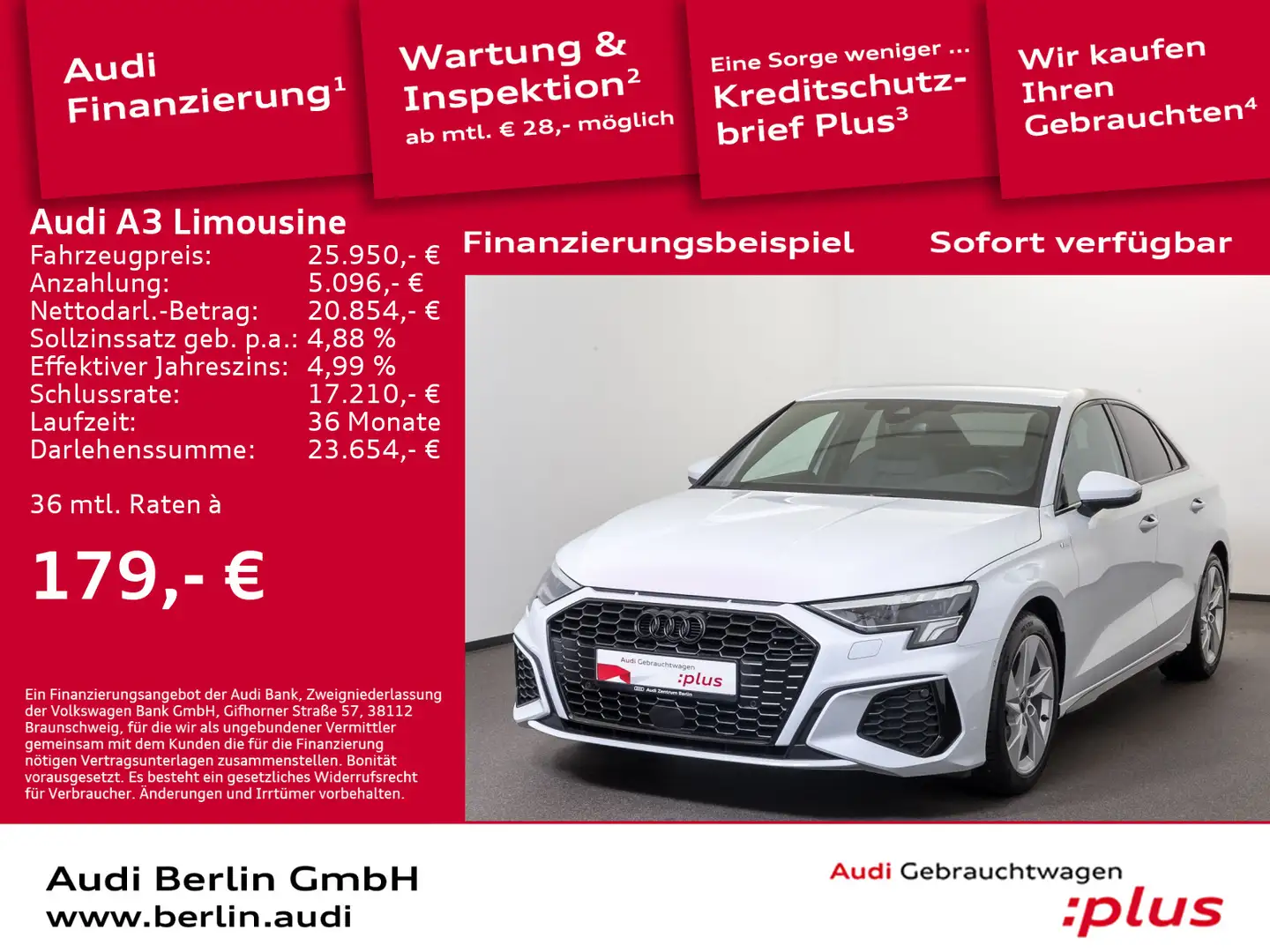 Audi A3 S line 35 TFSI 6-G. PDC B&O LED Weiß - 1