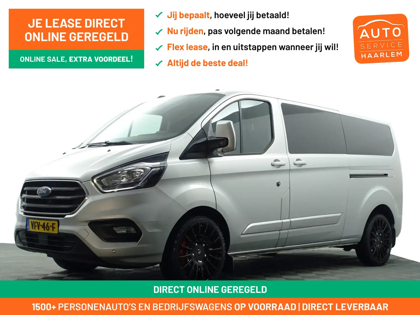 Ford Transit Custom 300 2.0 TDCI Euro 6 L2 Sport Aut- 3 Pers, 2x Schui Grijs - 1