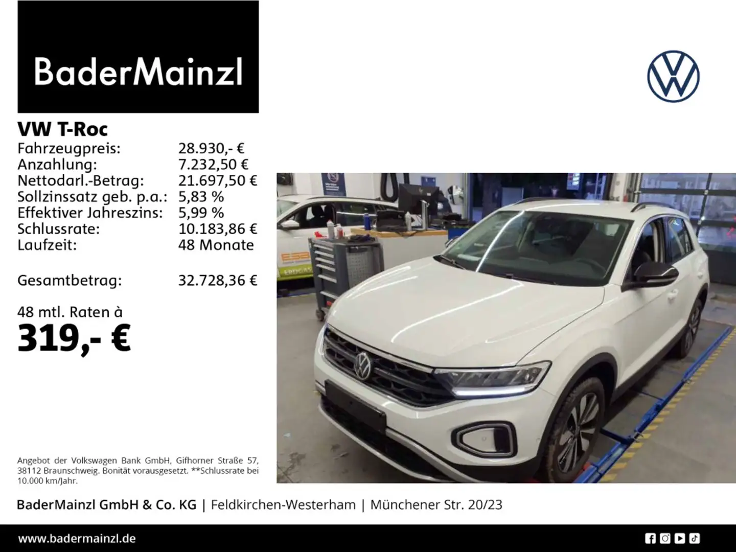 Volkswagen T-Roc 1.5 TSI DSG Goal LED Navi ACC Virtual SHZ Weiß - 1