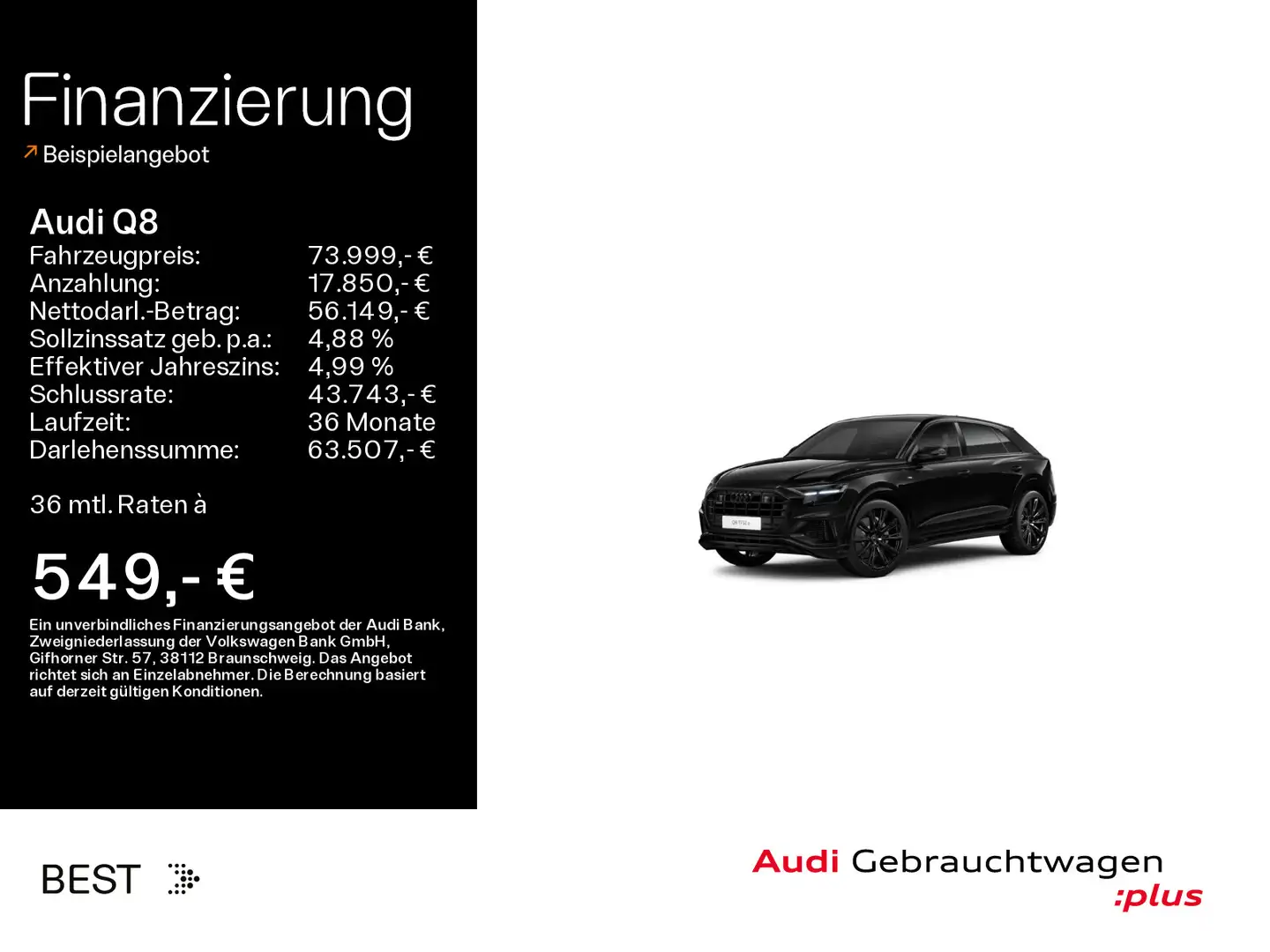 Audi Q8 55 TFSIe quattro S-LINE*LED*LUFT*PANO*AHK*HUD Чорний - 1
